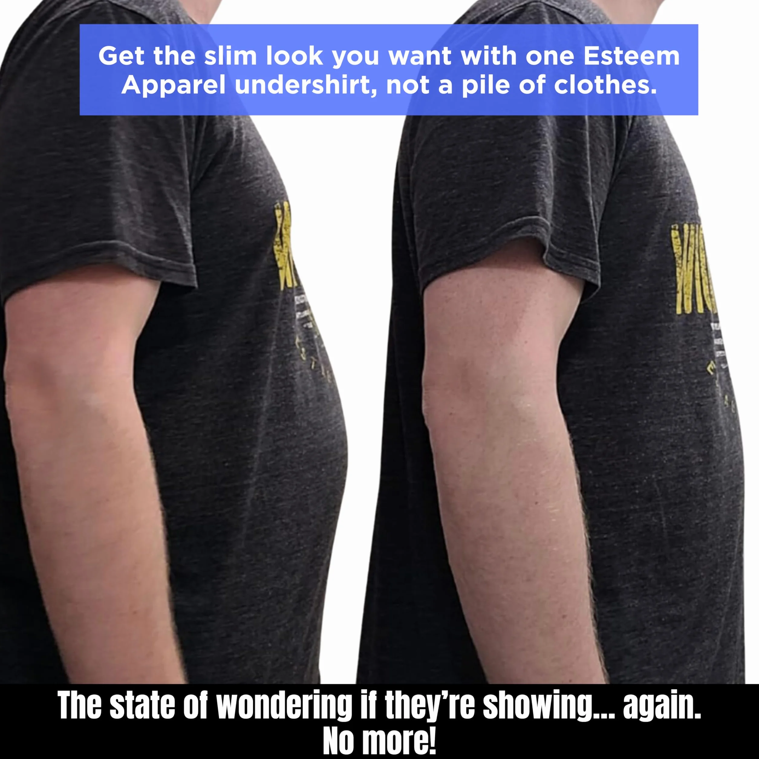 Esteem Apparel Oryginalna męska koszula kompresyjna na klatkę piersiową, aby ukryć mooby ginekomastii, Czarny, XXL