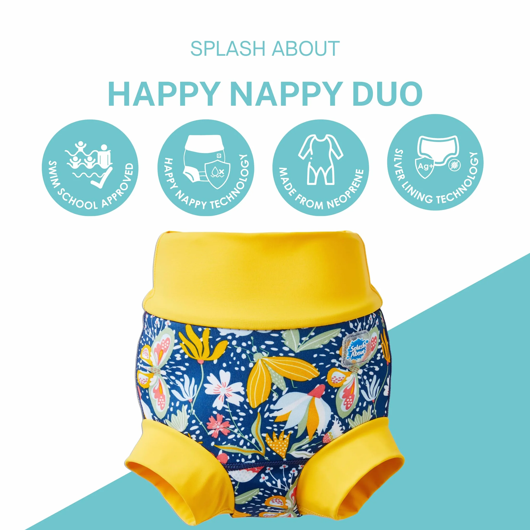 Splash About Happy Nappy Duo Wiederverwendbare Schwimmwindel, Garden Delight, 2-3 lata