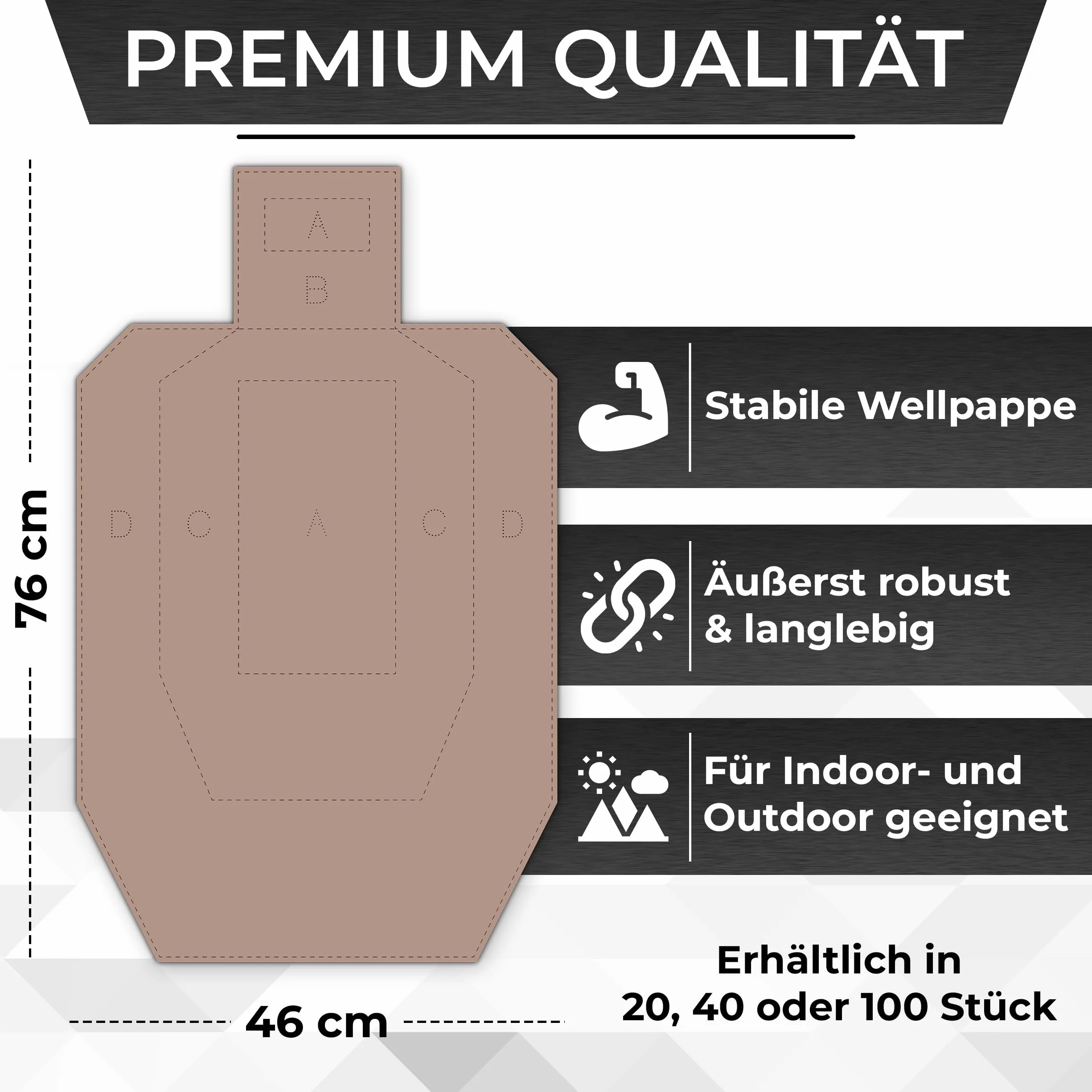 USPSA/IPSC Metric dysk do zawodów, tektura falista, brązowy/biały, format 46 x 76 cm