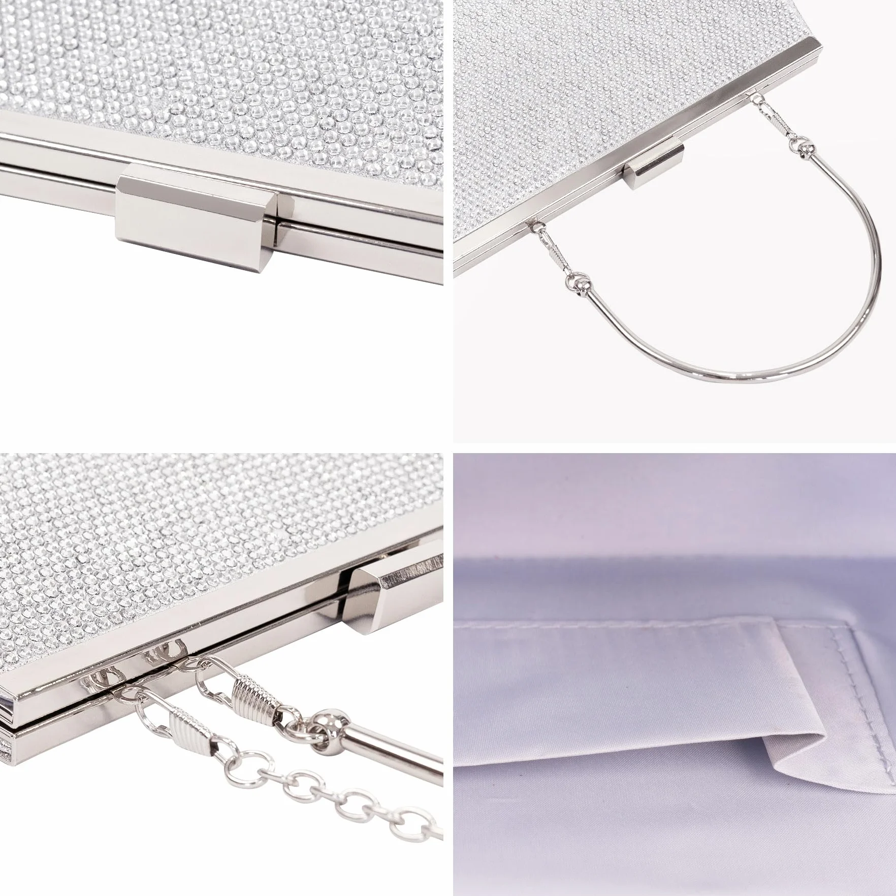 Larcenciel Damskie kopertówki, błyszczące torebki dla kobiet z odpinanym łańcuszkiem, kopertówka z górnym uchwytem, elegancka torba crossbody, modna torba na ramię, na imprezę, studniówkę, ślub