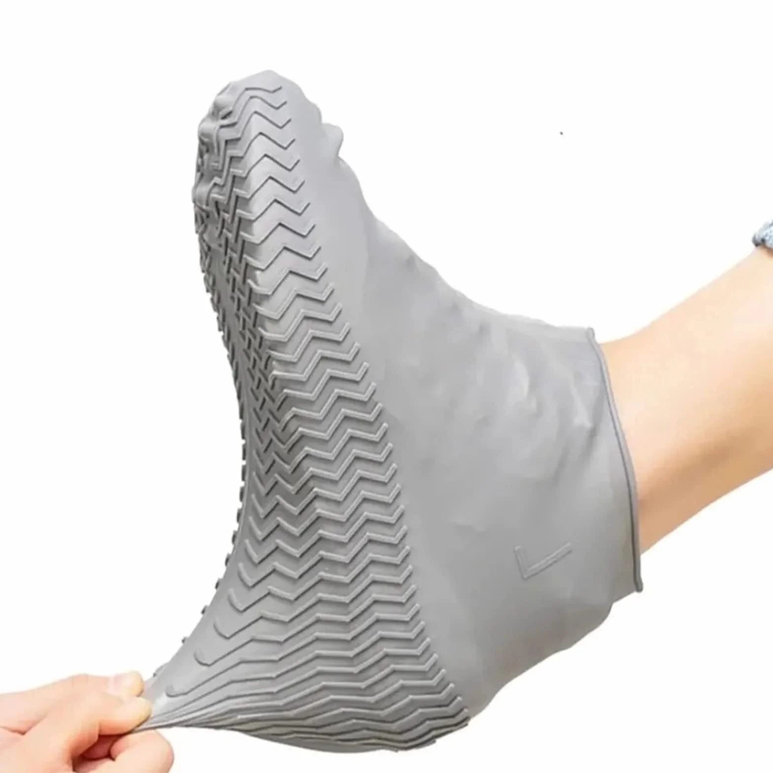 1 para Wodoodporny Silikonowy Pokrowiec na Buty Resuable Outdoor Przeciwdeszczowe Ochraniacze na Buty dla Kobiet Mężczyzn (Szary)