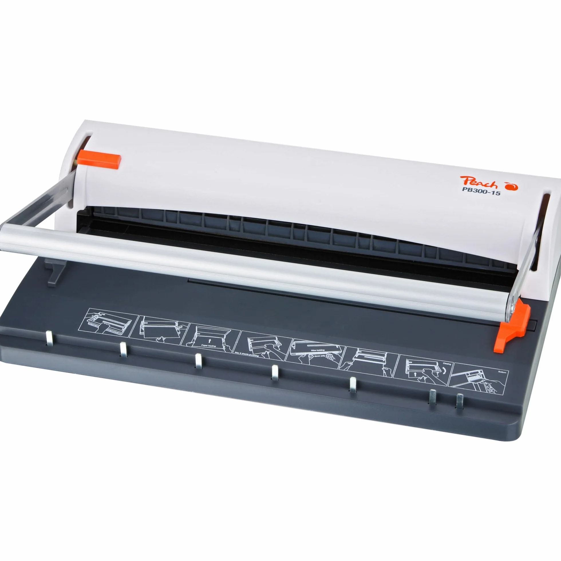 Peach PB300-15 bindownica druciana | Personal Wire Binder Close DIN-A4 | zwycięzca testu * | wiąże 60 stron, grzbiet 8 mm, 6 arkuszy