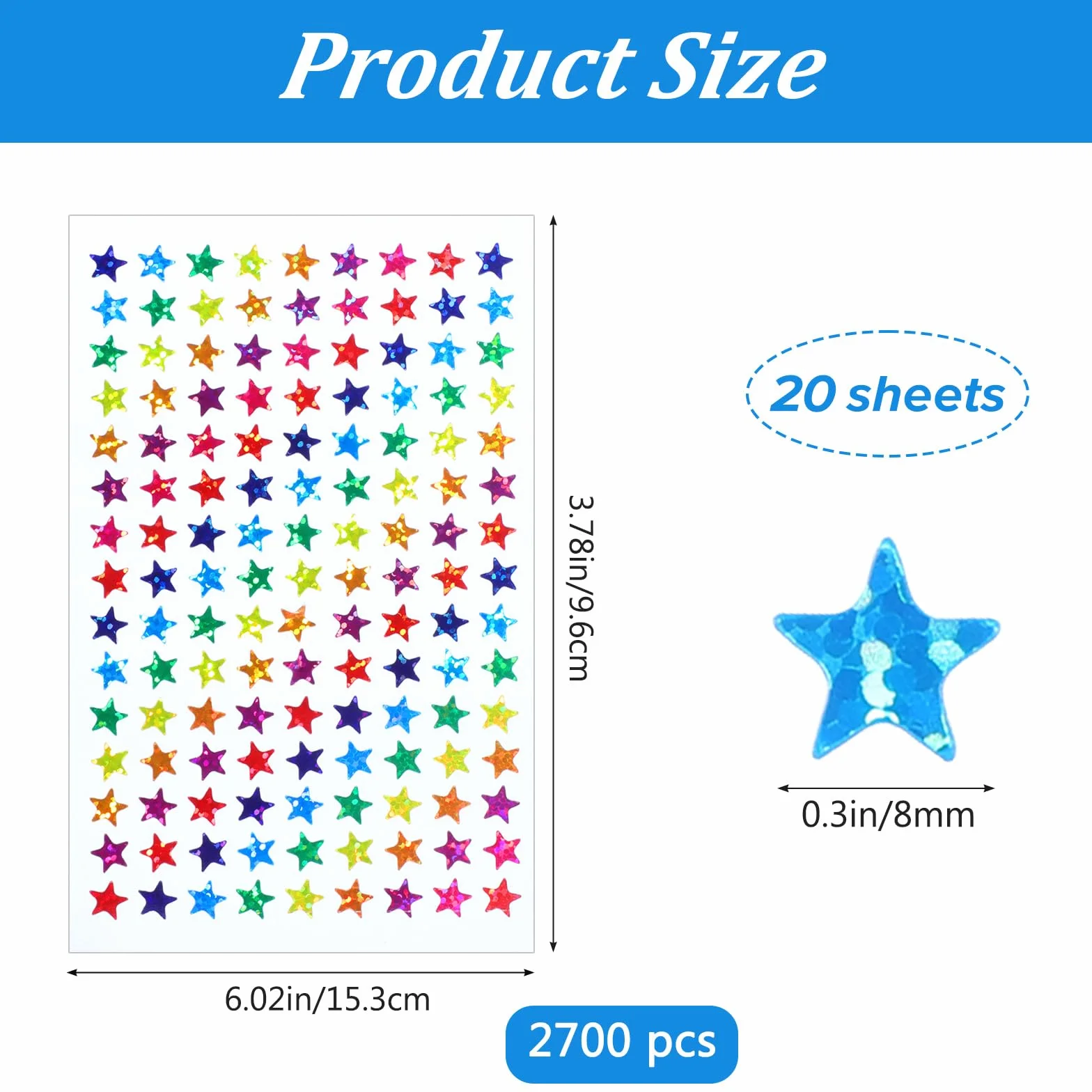 2700 sztuk kolorowych naklejek z gwiazdami, 8 mm, gwiazdy, brokatowe, gwiazdy, naklejki na prezent, kalendarz, nagrody, kartki z życzeniami, rzemiosło artystyczne
