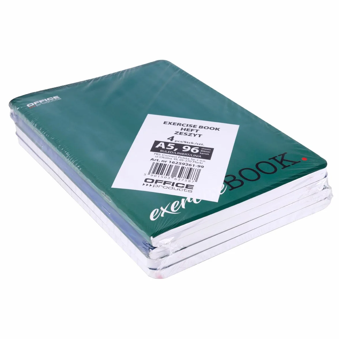 OFFICER PRODUCTS Zeszyt szkolny/format A5 96/96 arkuszy w linie/mieszane, 4 sztuki w opakowaniu, różne motywy, dla chłopców, dzieci, z marginesem, białe kartki