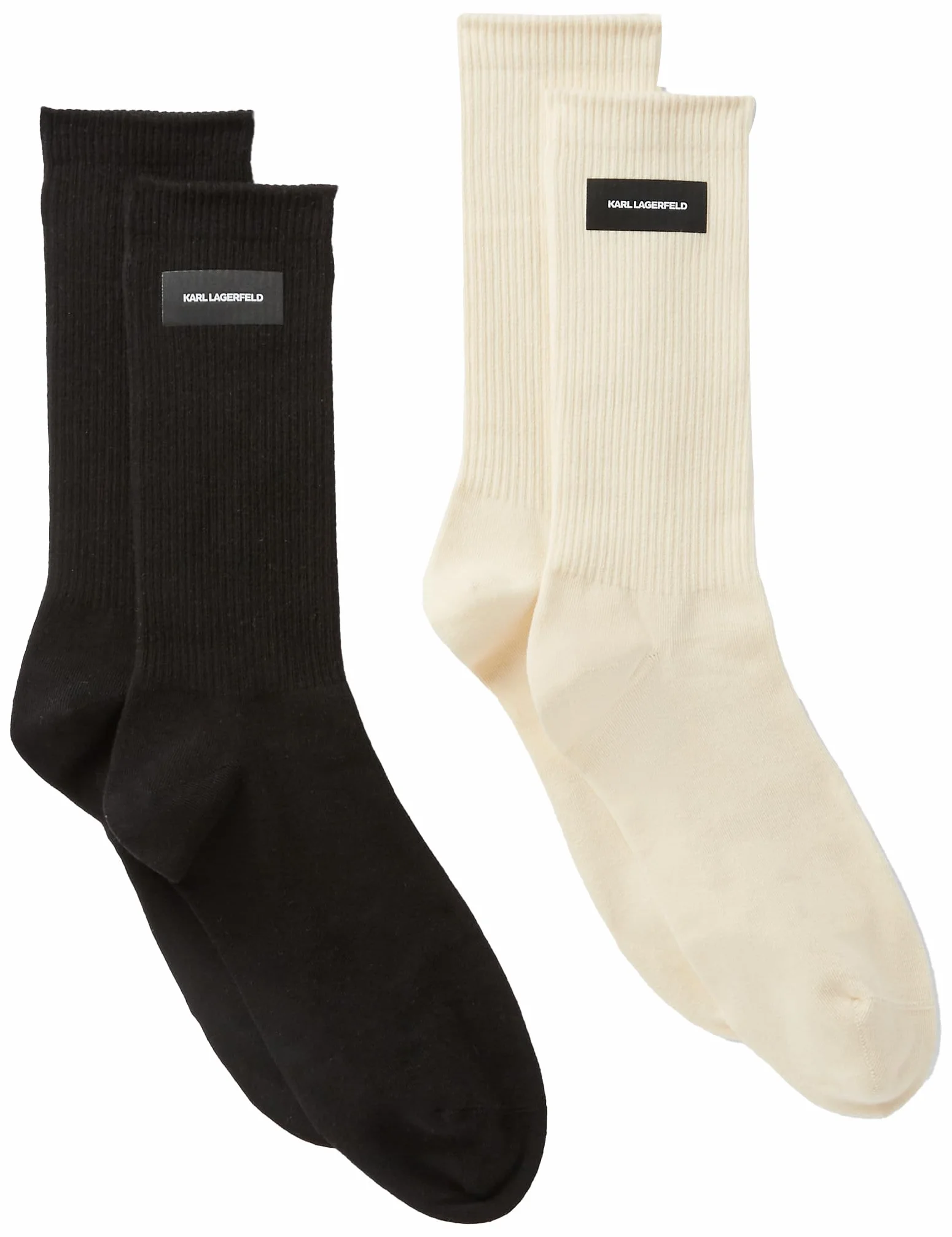 KARL LAGERFELD B.V K/essential logo socks (2 sztuki), Cannoli Cream-Black, jeden rozmiar, Cannoli Cream-Black, Rozmiar uniwersalny