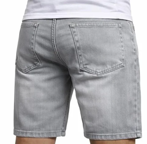Męskie szorty jeansowe BS9011 – Slim Fit Denim Shorts, krótkie spodnie letnie, szare