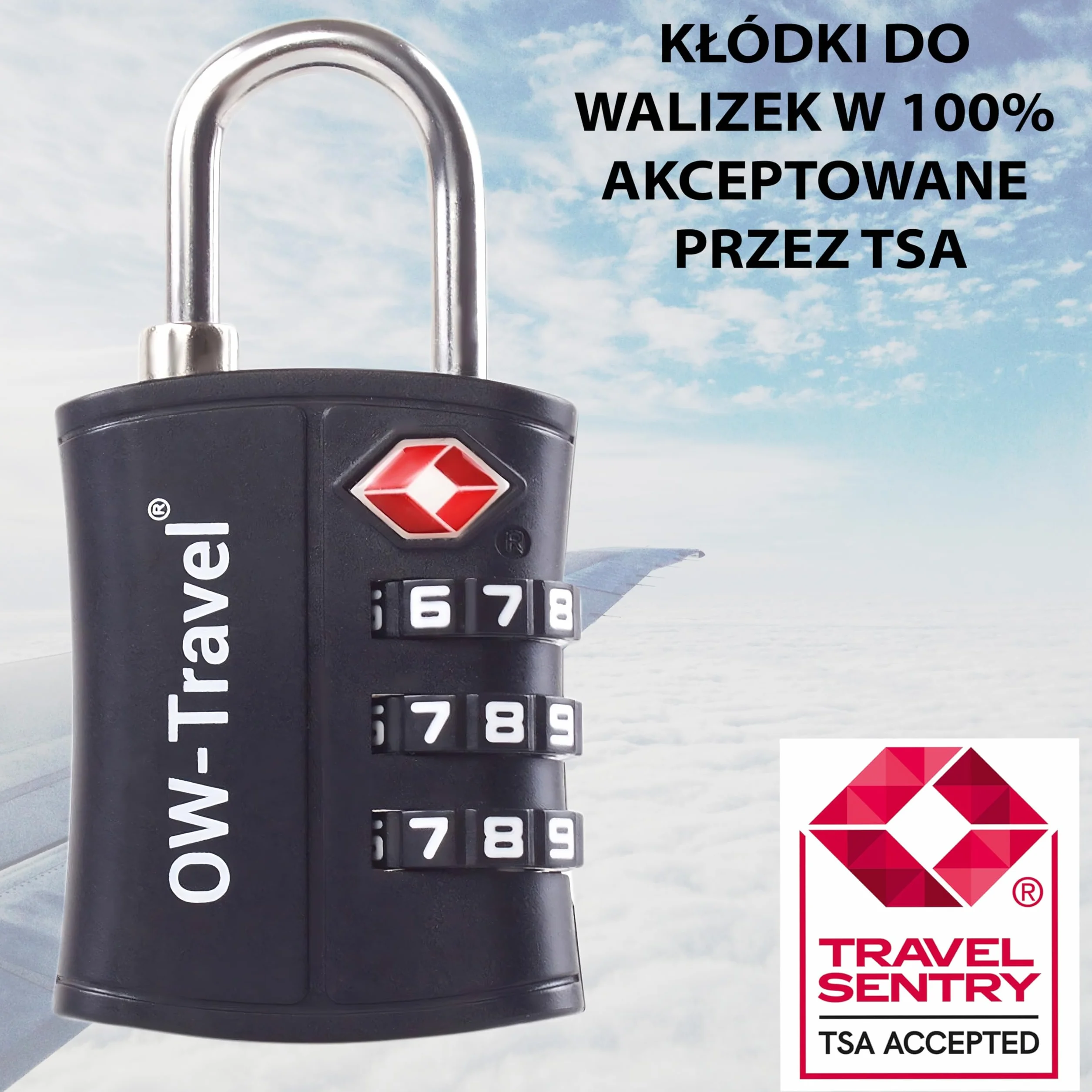OW-Travel Zamki do Walizek (Zestaw 1 Czarnych) Kłódka TSa z Plastiku ABS z Szyfrem. TSA Combination Lock 3 Cyfrowe Kłódki Walizkowe. Zamek Szyfrowy Do Walizki Plecak Bagaż Szafek na Siłownię