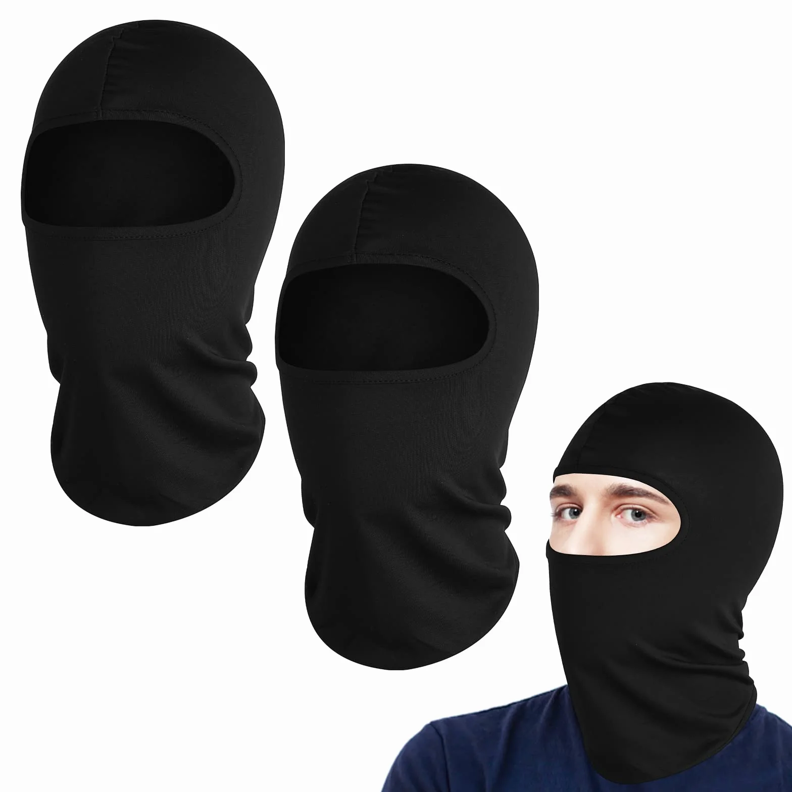 Sibba Kominiarka chroniąca przed wiatrem, na narty, 2 szt., sporty na świeżym powietrzu, jazda na rowerze, oddychająca, chroniąca przed promieniami UV, dla kobiet i mężczyzn, czarna, Czarny, Rozmiar Uniwersalny-XL