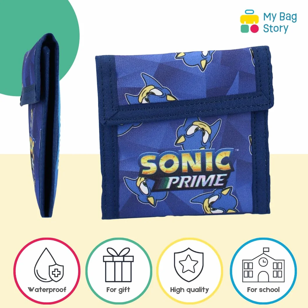 mybagstory - Portfel dziecięcy Sonic Bleu - dla dzieci - Szkoła - Przedszkole - Przedszkole - Przedszkole - Wakacje - 10 cm, Sonic - Niebieski, Enfant, Chłopiec