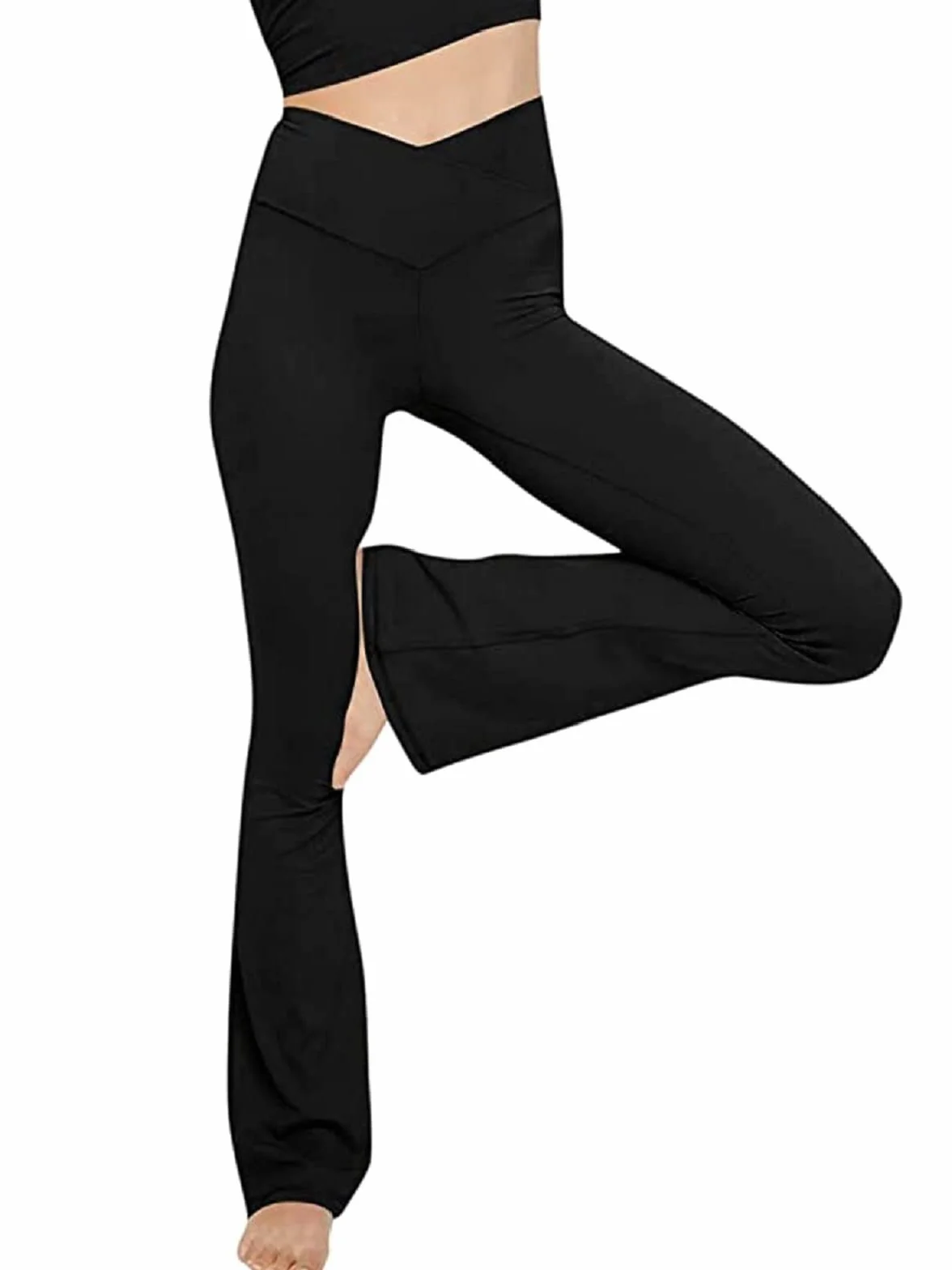 Damskie spodnie do jogi Glacspyg, Rozkloszowane spodnie z kieszeniami, rozmiar V, styl bootcut, spodnie sportowe i rekreacyjne do fitnessu