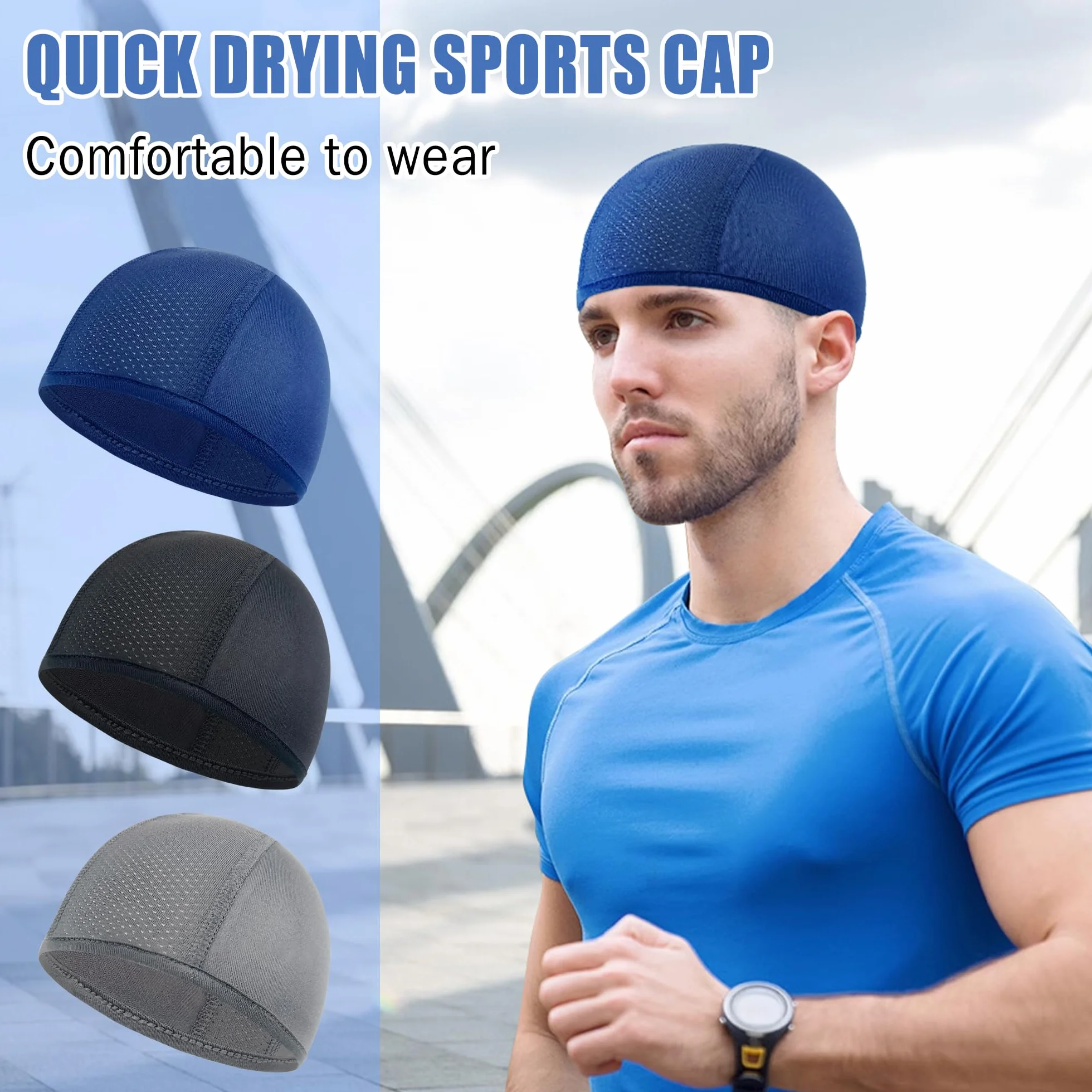 beifon 3 sztuki czapki pod kask rowerowy, czapka letnia, czapka rowerowa, czapka na kask, męska czapka sportowa, oddychająca