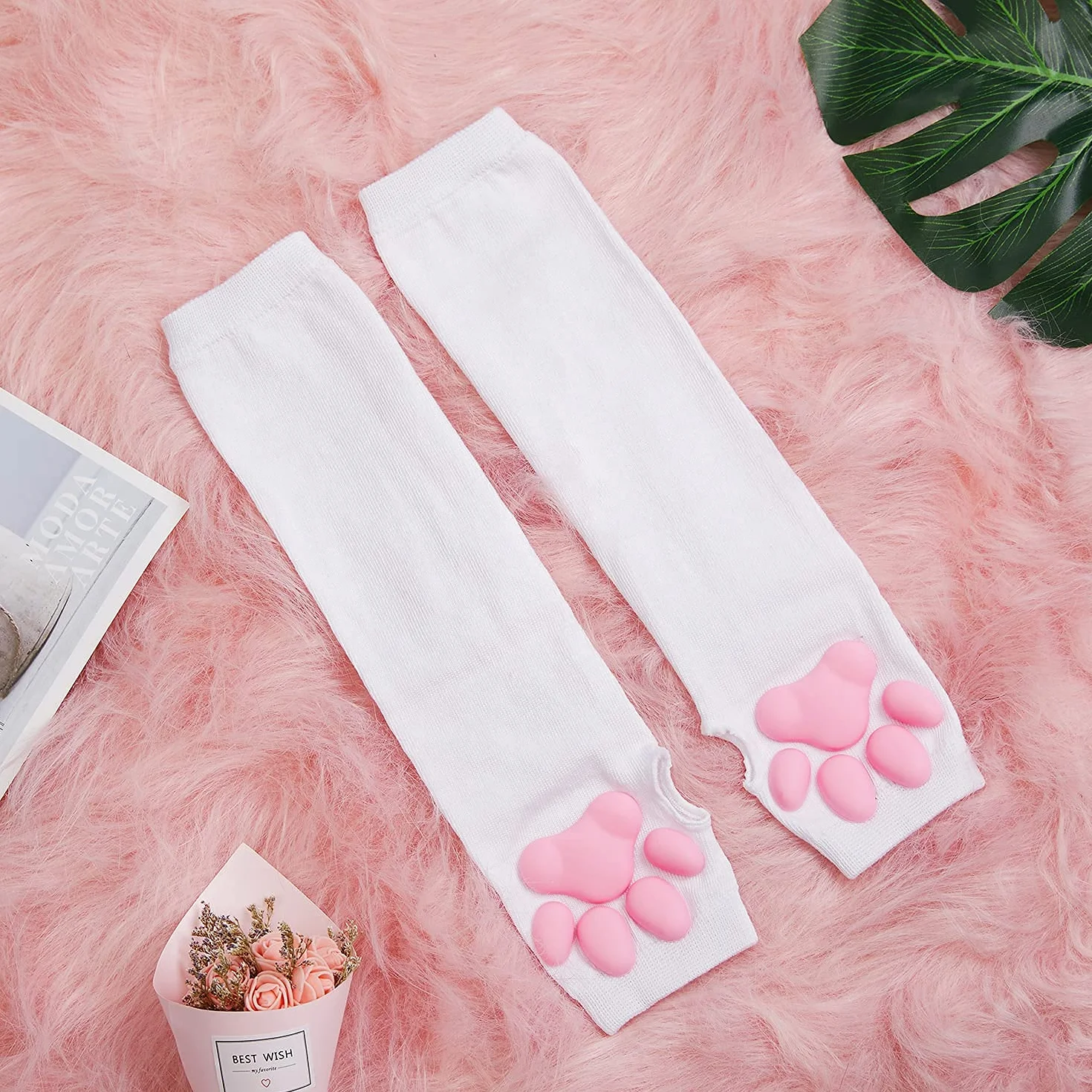 Uroczy kostium kociej łapy, kawaii, kot, cosplay, kawaii, miękkie palce 3D, fasola, bez palców, kot, pazur, łapy, zestaw cosplay dla kobiet
