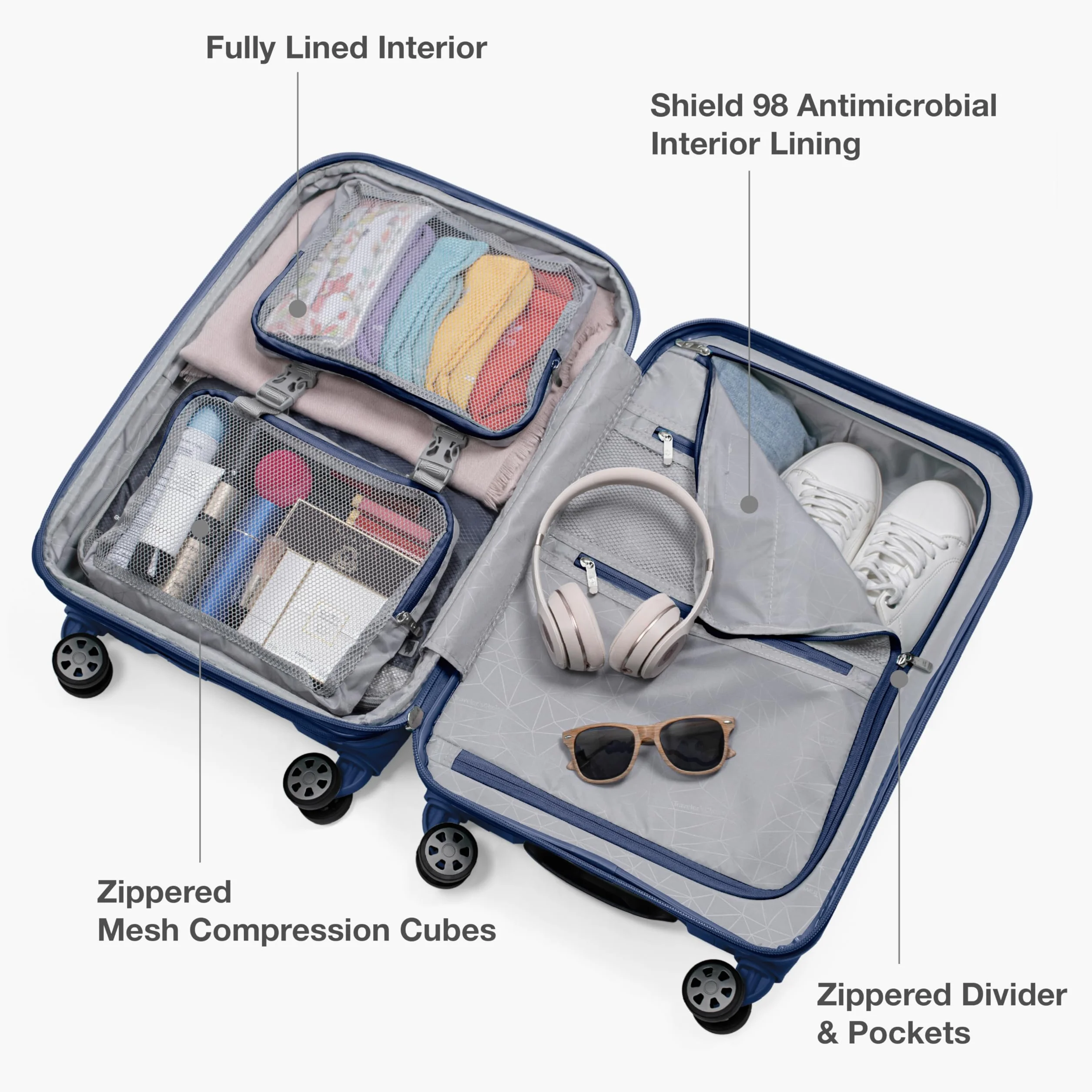 Traveler's Choice Pagosa niezniszczalny bagaż typu z twardą skorupą z możliwością rozbudowy, granatowy, 2 Piece Set