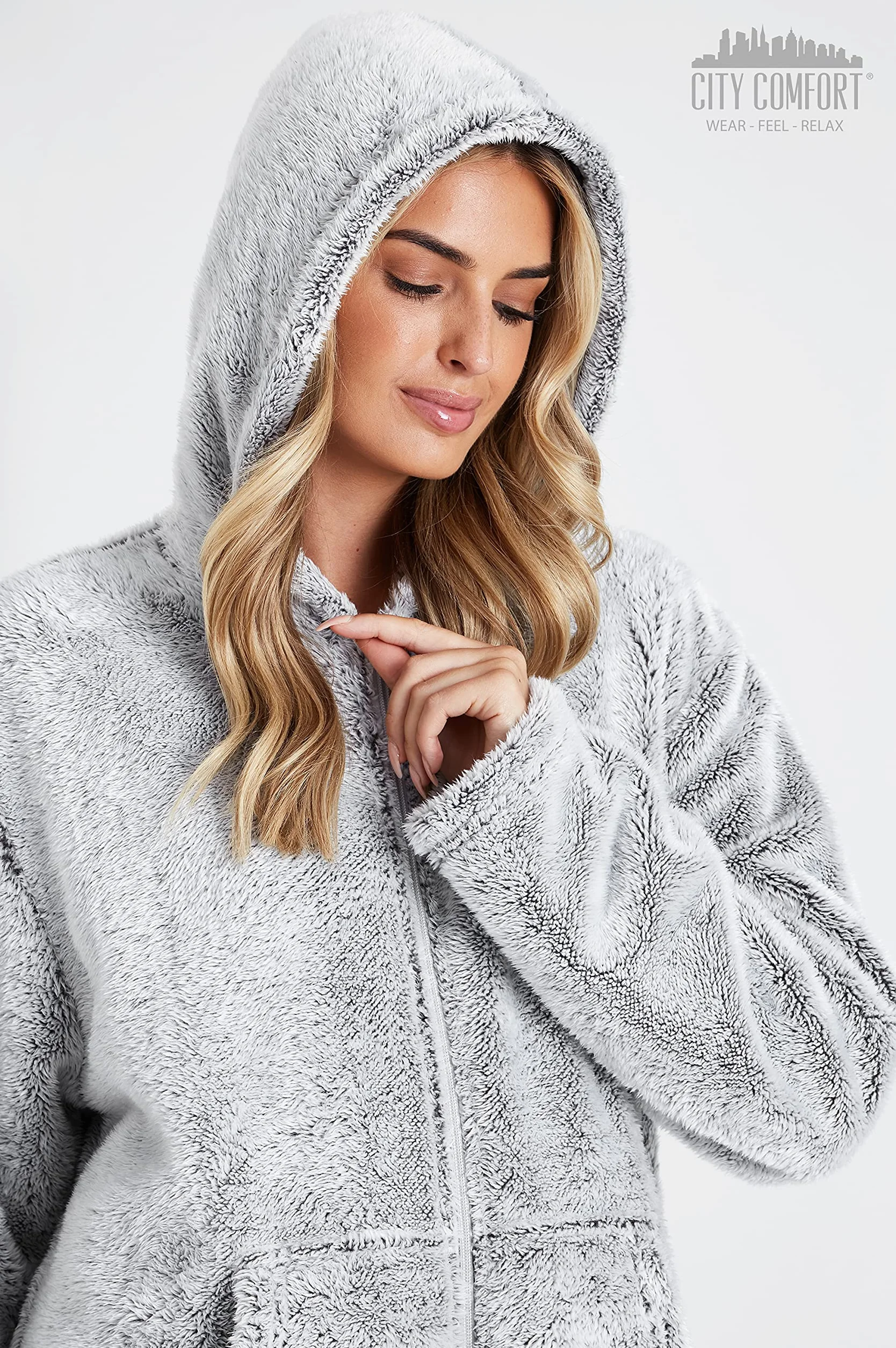 CityComfort Jednoczęściowe dla kobiet miękka wygodna piżama polarowa bielizna nocna dla kobiet puszysty polar onesie odzież wypoczynkowa rozmiary S-XL