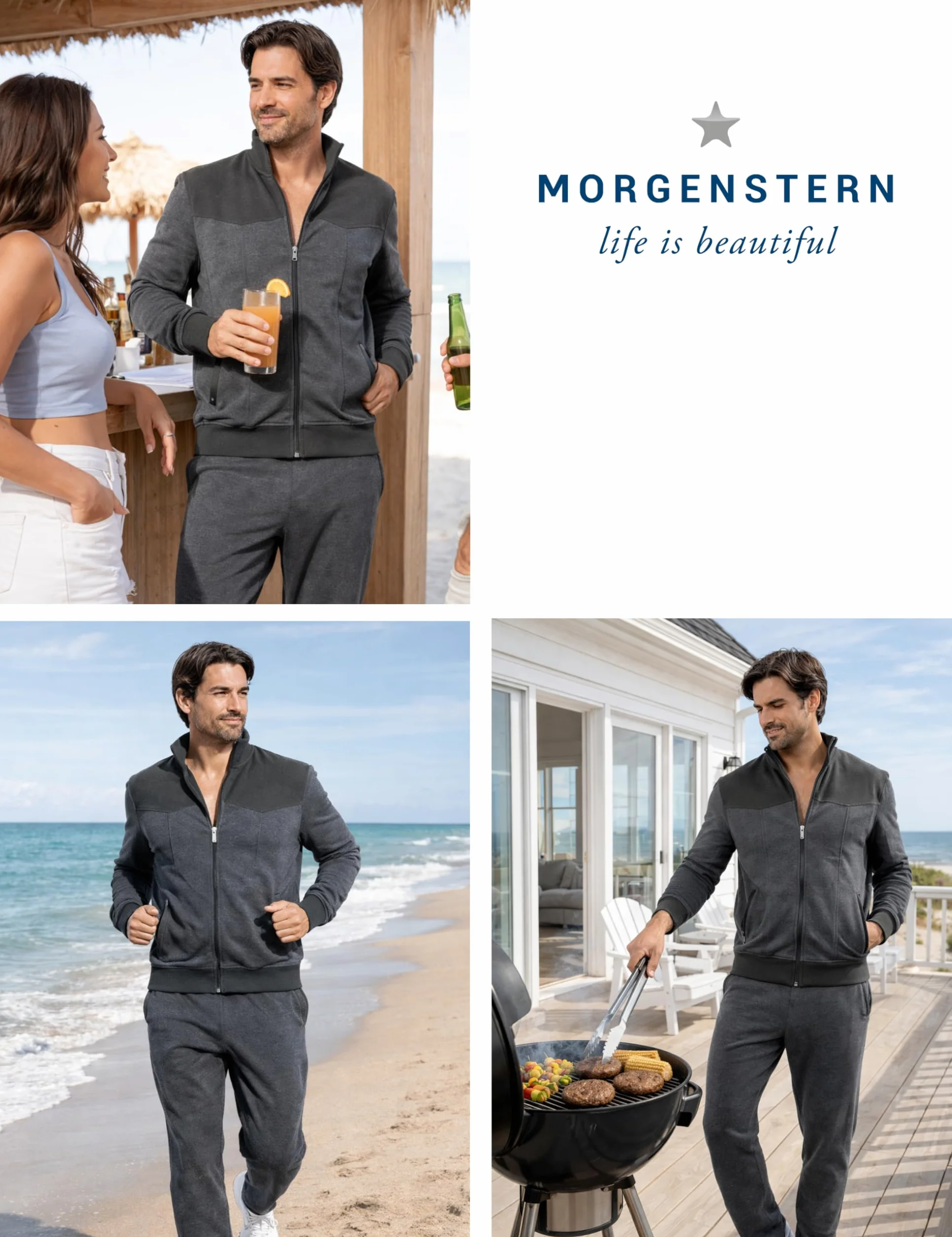 Morgenstern Męski dres domowy - dres treningowy - dres sportowy - bawełna - komplet
