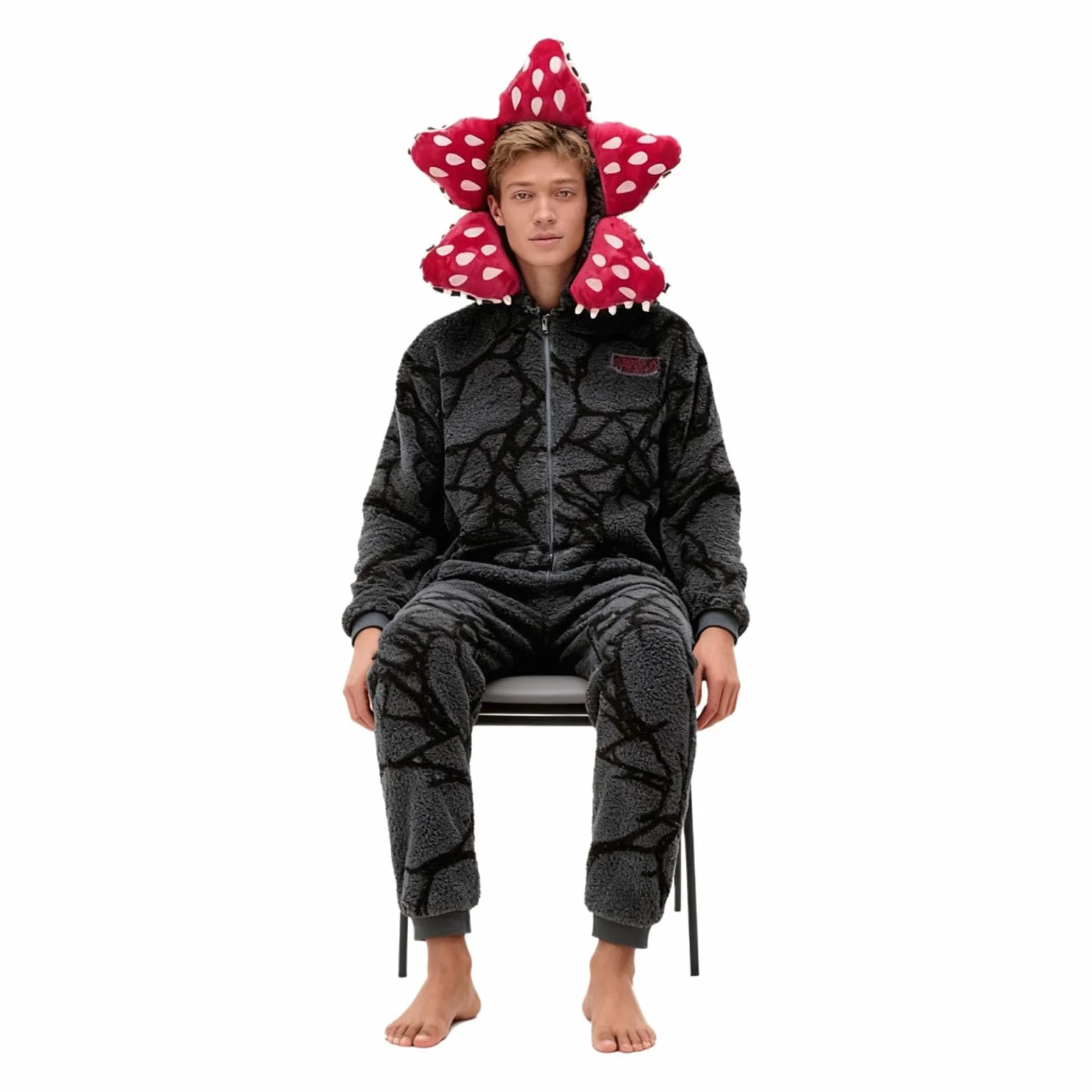 Unisex 3D Demon piżama z długim rękawem jednoczęściowa piżama Demogorgon Onesie bluza z kapturem polarowa bielizna nocna zima Boże Narodzenie piżama dla kobiet mężczyzn