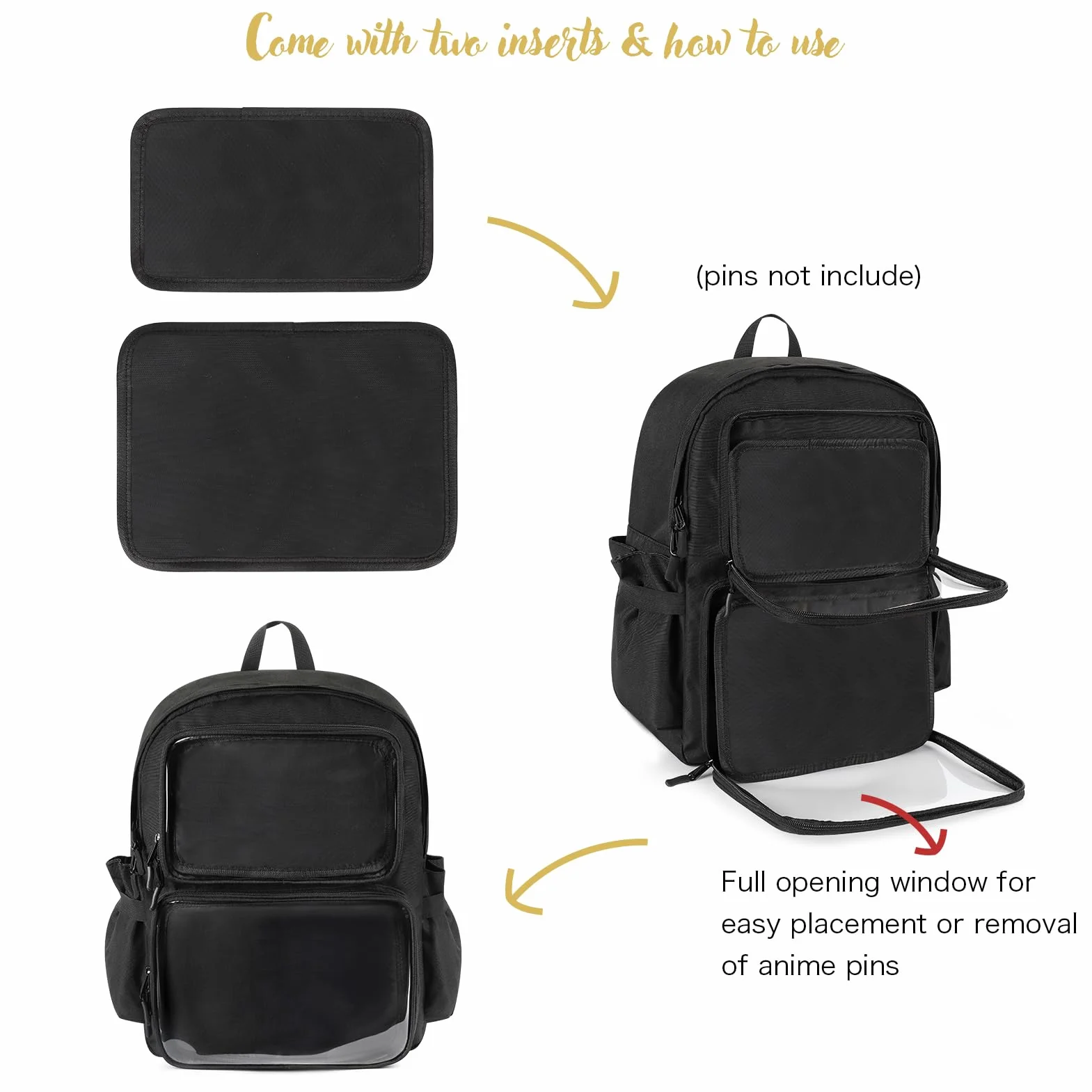 STEAMEDBUN Ita Bag Plecak z wkładką Pin Display Plecak do szkoły Anime Cosplay