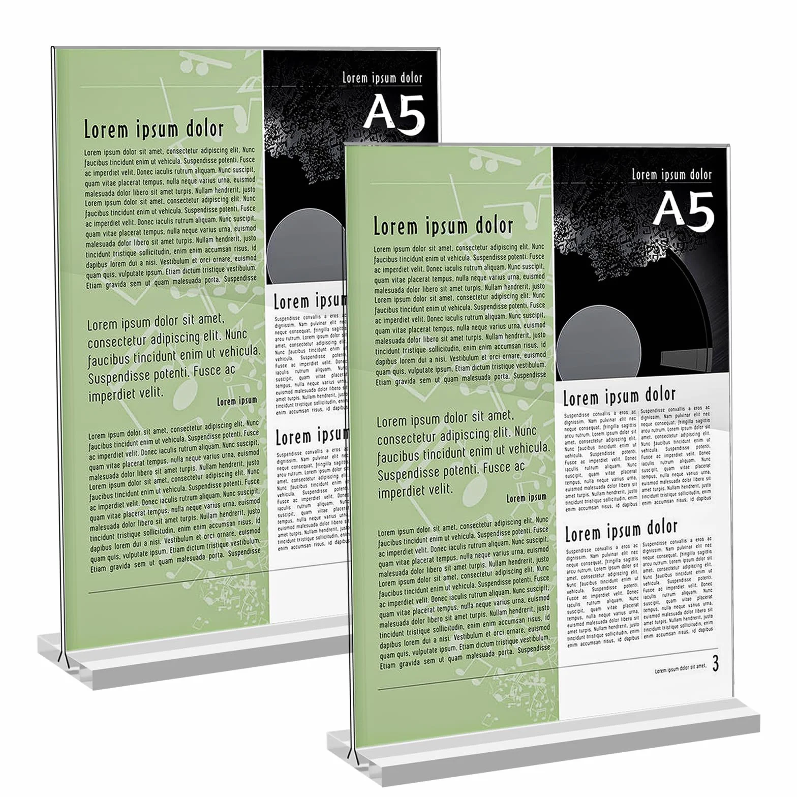 Yoosso stojak na stół, A5, 2 sztuki, akrylowy, stojak na zdjęcia, w kształcie litery T, wodoszczelny, dwustronny, do reklamy, menu, na wesele, do kawiarni, restauracji (21 x 14,8 cm)