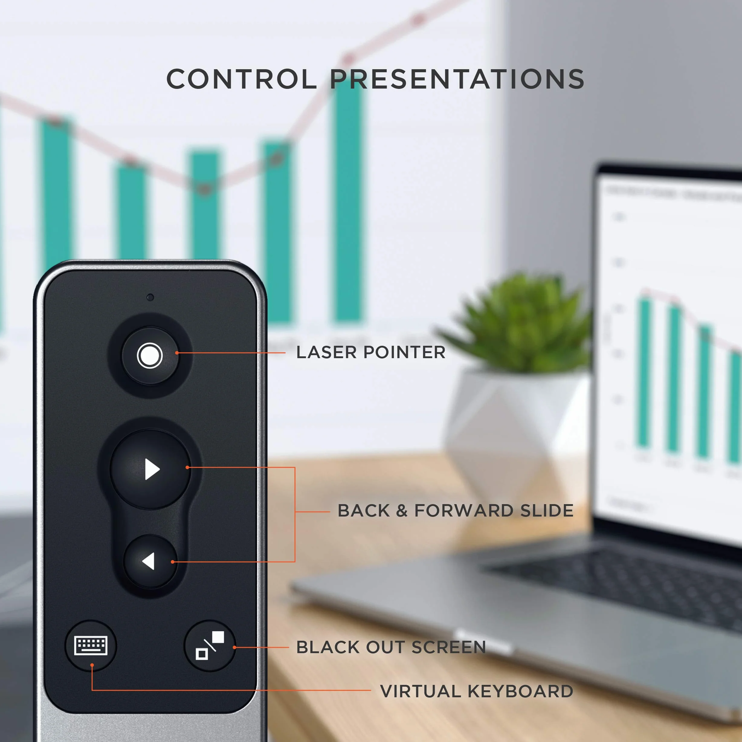 SATECHI Pilot zdalnego sterowania Bluetooth R1 do prezentacji PowerPoint i Keynote, z możliwością ładowania przez USB-C, do MacBooków Air/Pro/Neo, Mini, iPadów, iMaców i innych