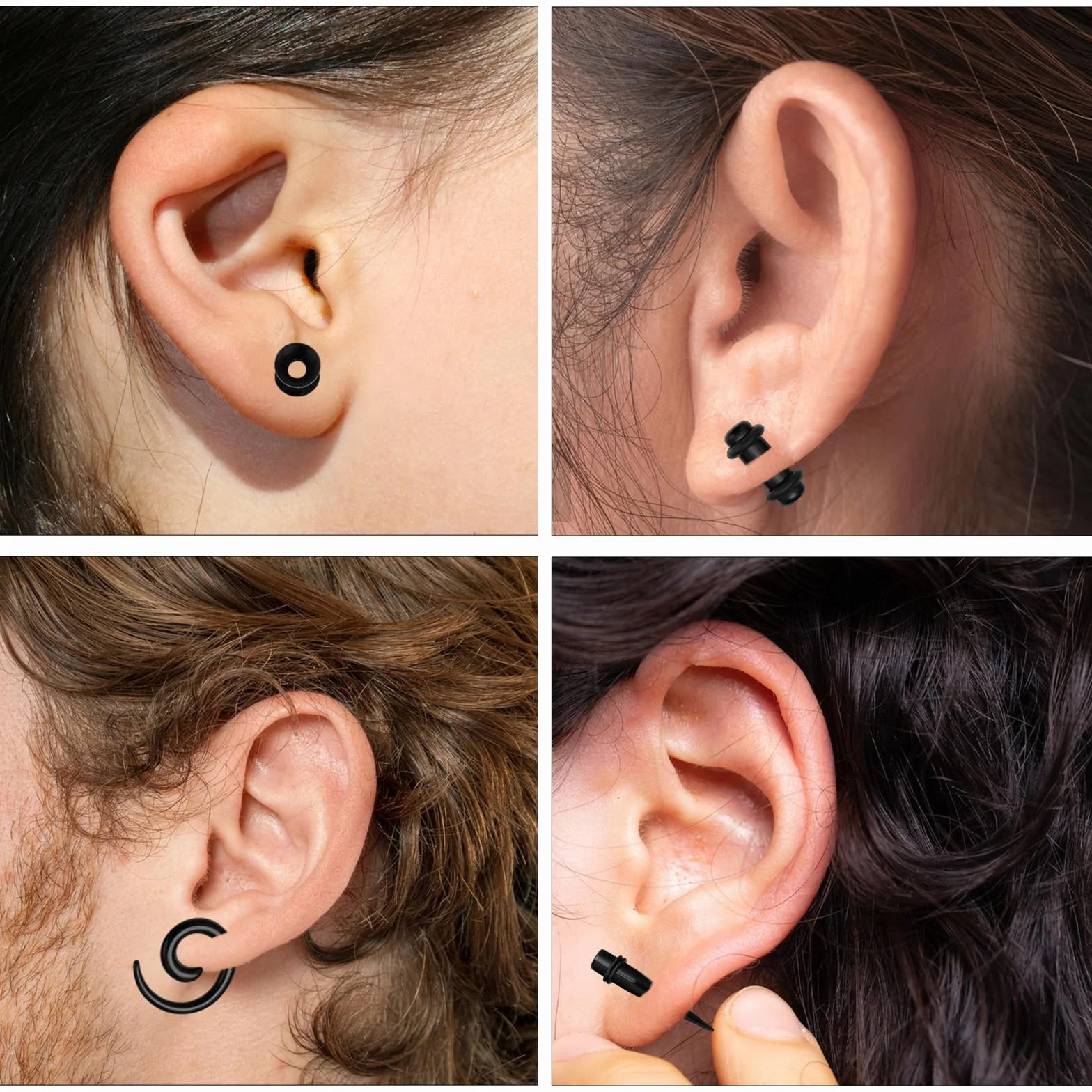 68 sztuk spiralnych kolczyków do piercingu, zestaw biżuterii 1,6-10 mm, rozpychacz do uszu, zestaw do piercingu ciała, dla mężczyzn i kobiet, Tworzywo sztuczne