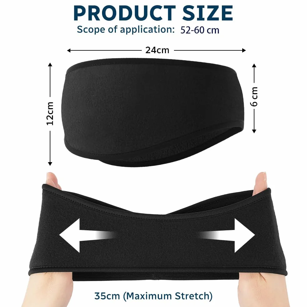Shirene Fleece opaska na uszy, opaska na czoło, 2 sztuki, zimowa opaska na czoło, sportowe opaski na czoło, nauszniki na zimę dla kobiet i mężczyzn, wiatroszczelne, ciepłe, ochronne nauszniki na zimę