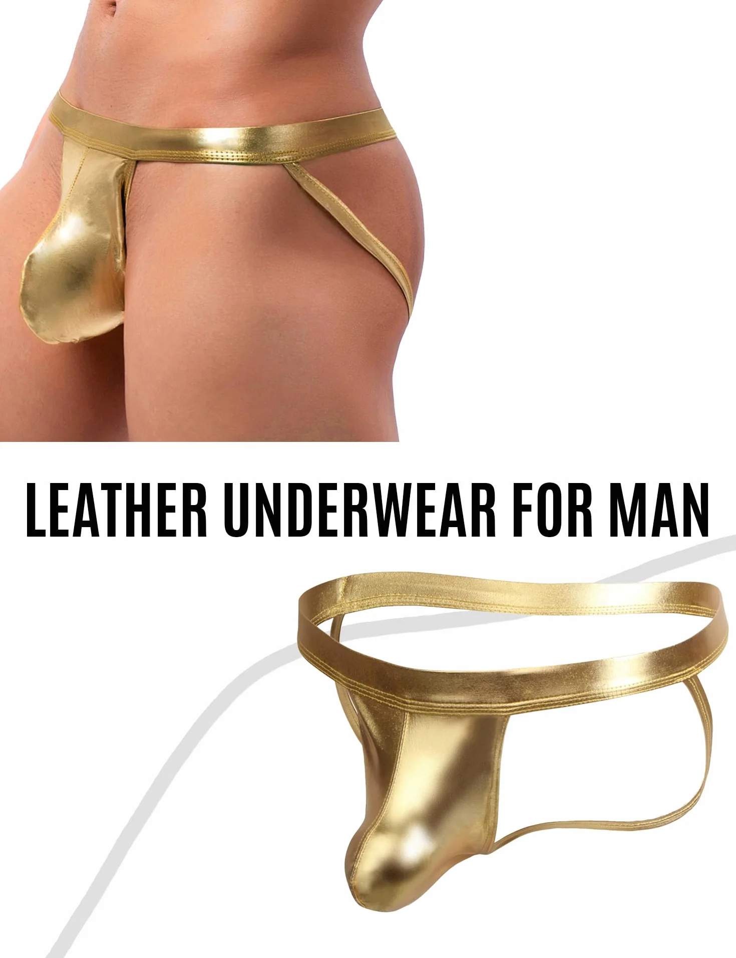 ohyeahlady Jockstrap stringi dla mężczyzn seksowna skórzana bielizna Ouvert String męskie gorące stringi otwarte majtki bikini męskie majtki