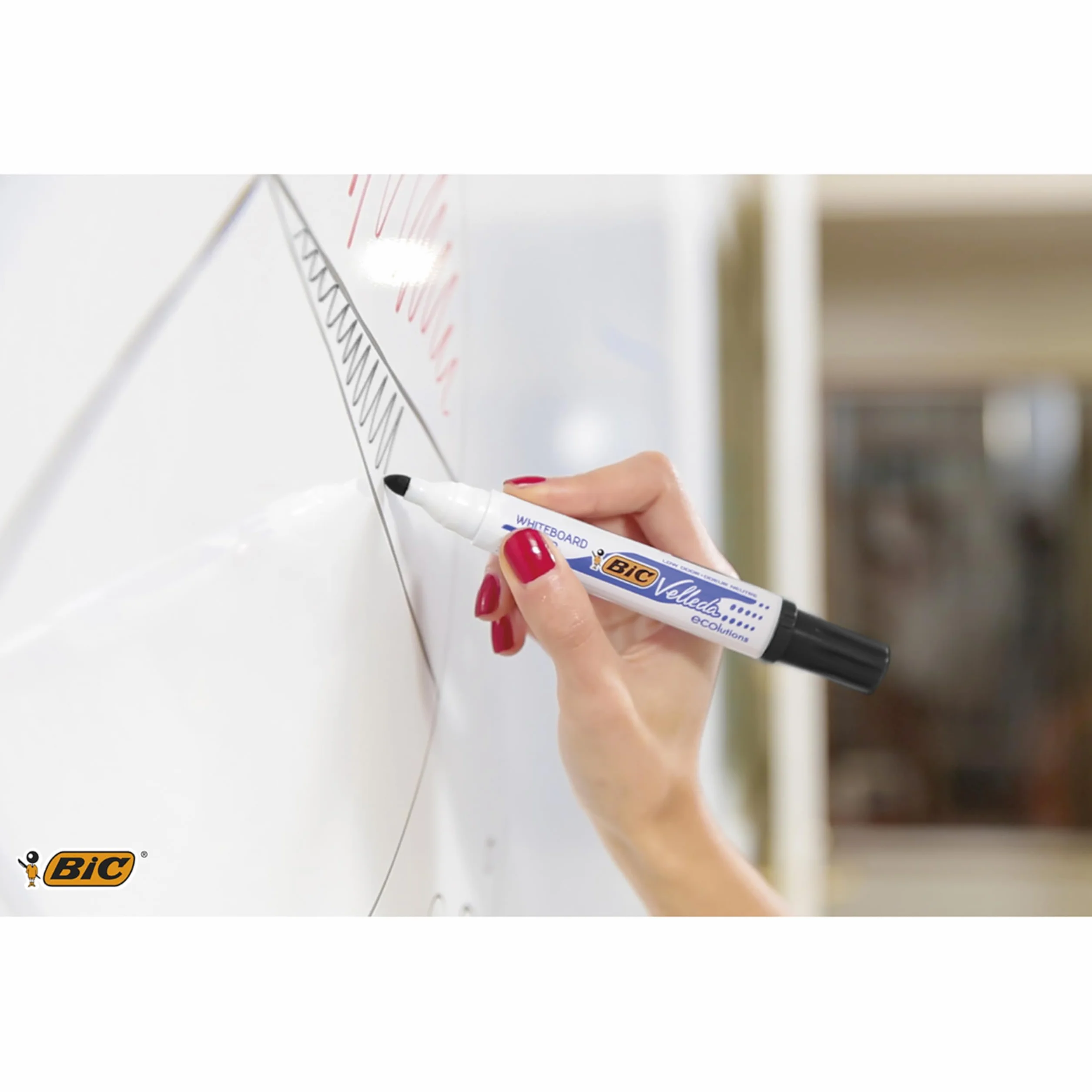 BIC Velleda Ecolutions 1701 Marker suchościeralny czarny okrągła końcówka Pudełko 12szt
