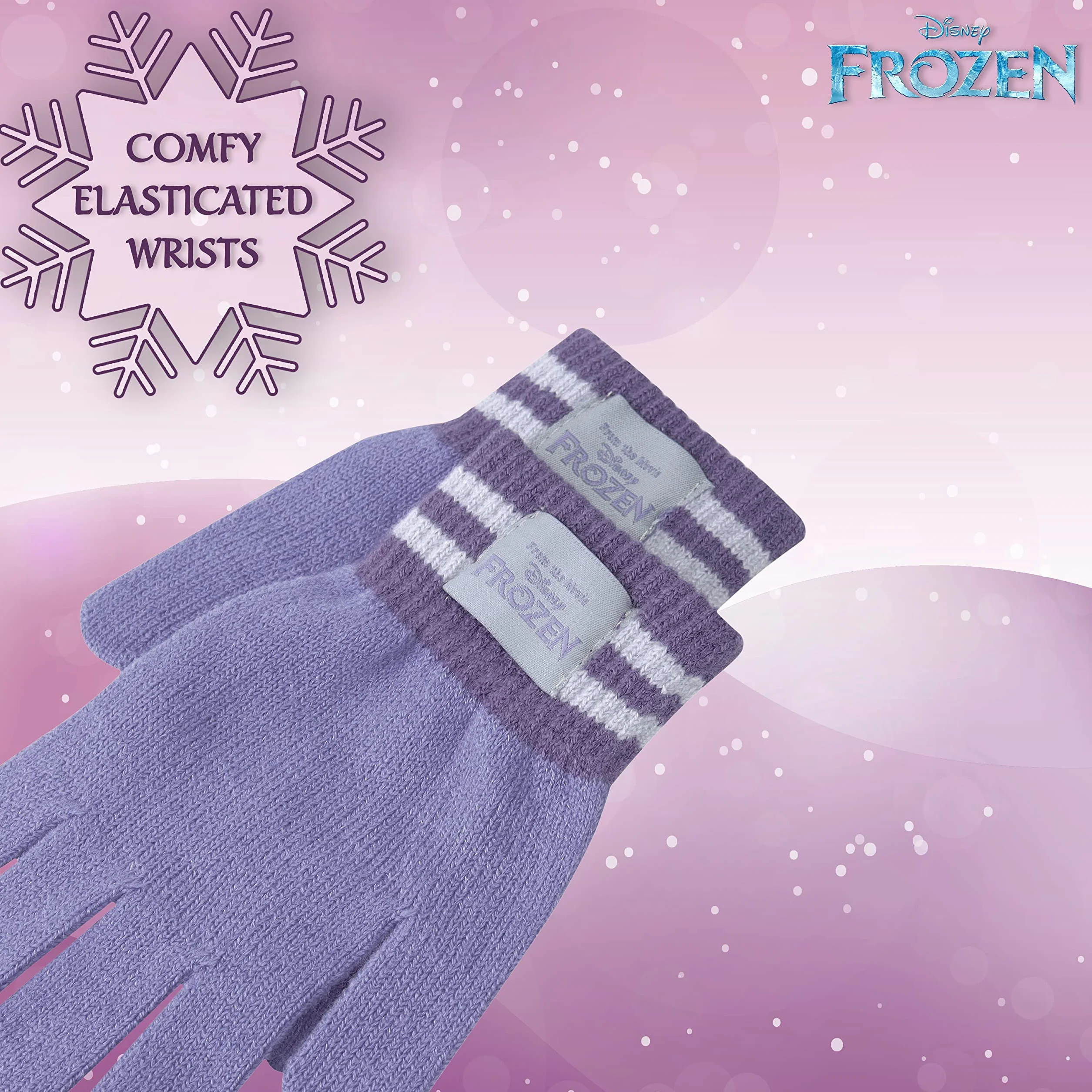 Disney Czapka beanie, szalik i rękawiczki, zestaw dla dzieci, Frozen Gifts dla dziewcząt, Fioletowy, Rozmiar uniwersalny