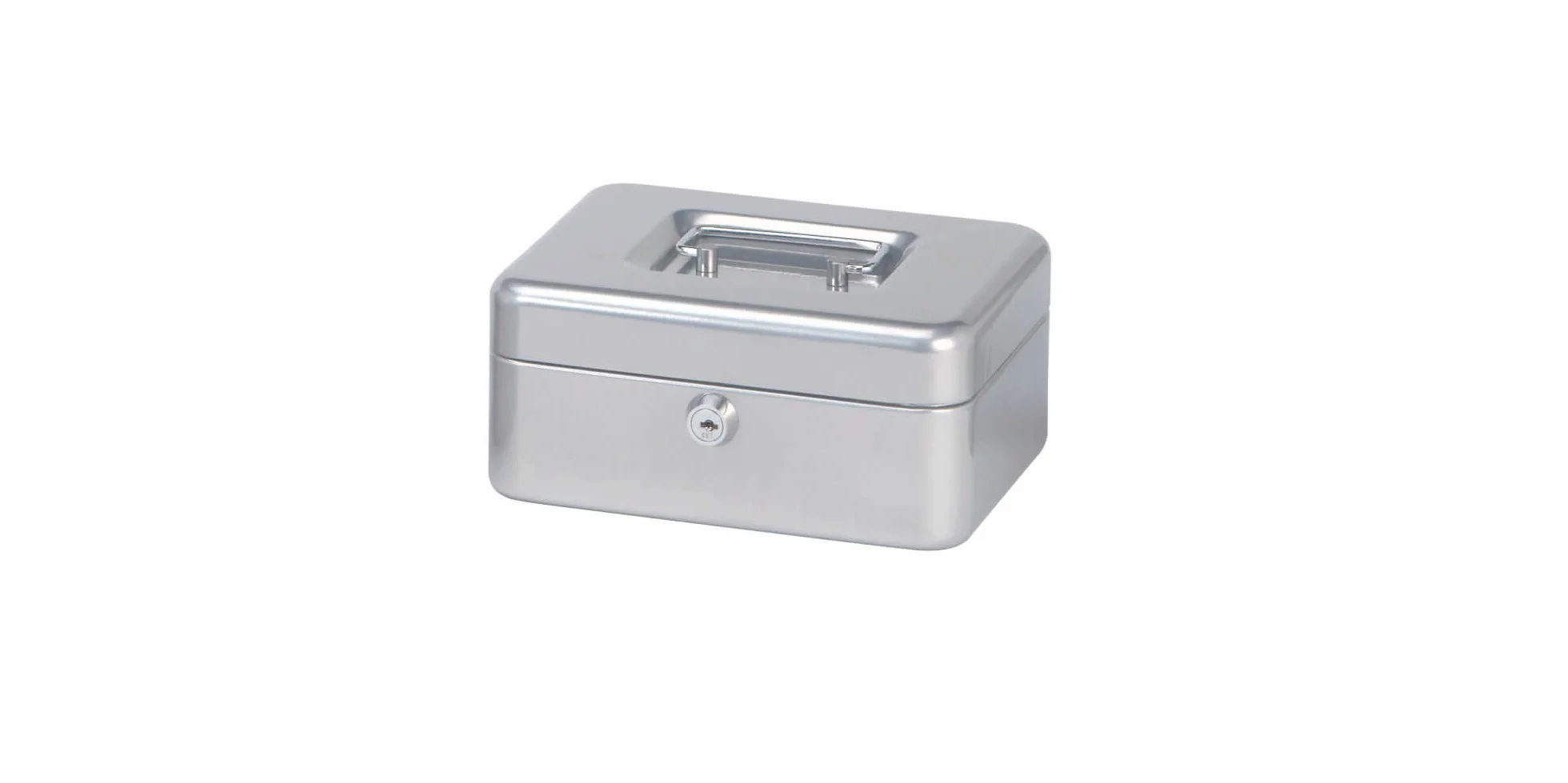 MAUL Kasetka na Pieniądze 2 Ze Stali Zamykana Wyjmowana Wkładka na Monety 20 X 17 X 9 Cm Kasa z 2 Kluczami Nadaje Się Jako Skarbonka Mały Sejf, Kasa na Pieniądze Srebrna