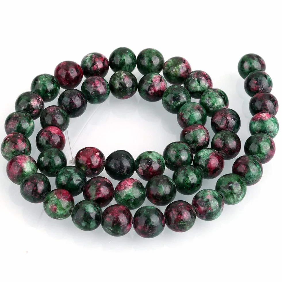 Perlin Kamień szlachetny Rubin w Zoisicie, Ruby in Zoisite, kulka 10/8/6/4 mm, kamienie półszlachetne, perły z otworem do nawlekania, perły ozdobne, kamienie ozdobne (10 mm, 12 sztuk)