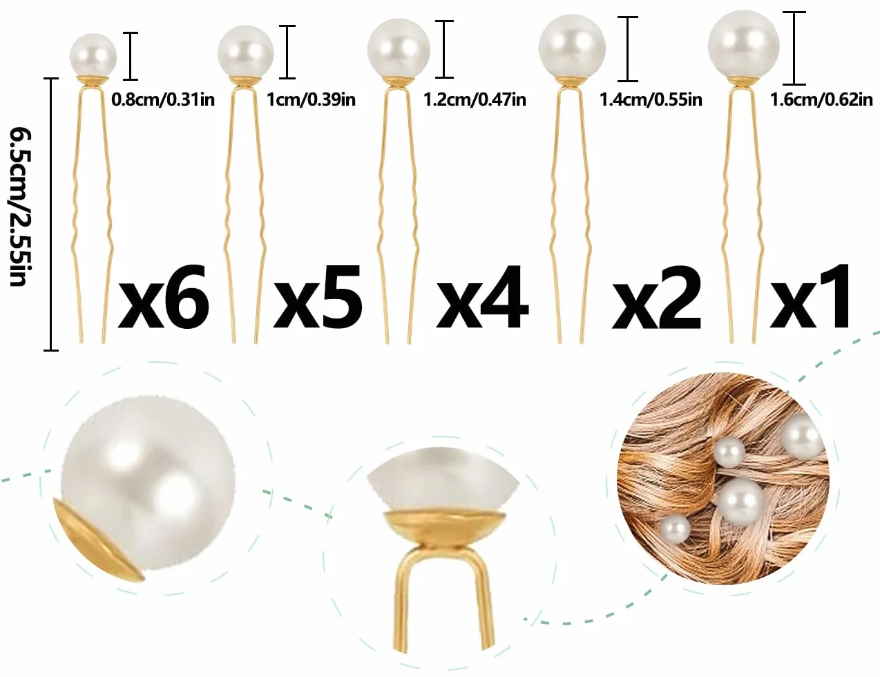 18 sztuk spinek do włosów, w kształcie litery U, elegancka spinka do włosów, ozdoba głowy, perły do włosów, spinki do włosów, spinki do włosów, dla kobiet, dziewcząt, na wesele, dla panny