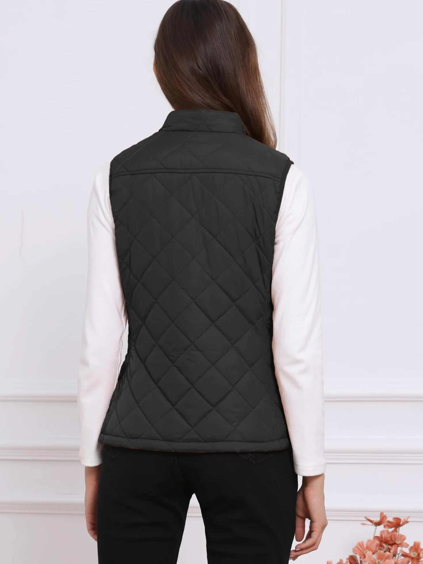 Allegra K Kamizelka puchowa Kobiety Gilet Quilted Zip Vest