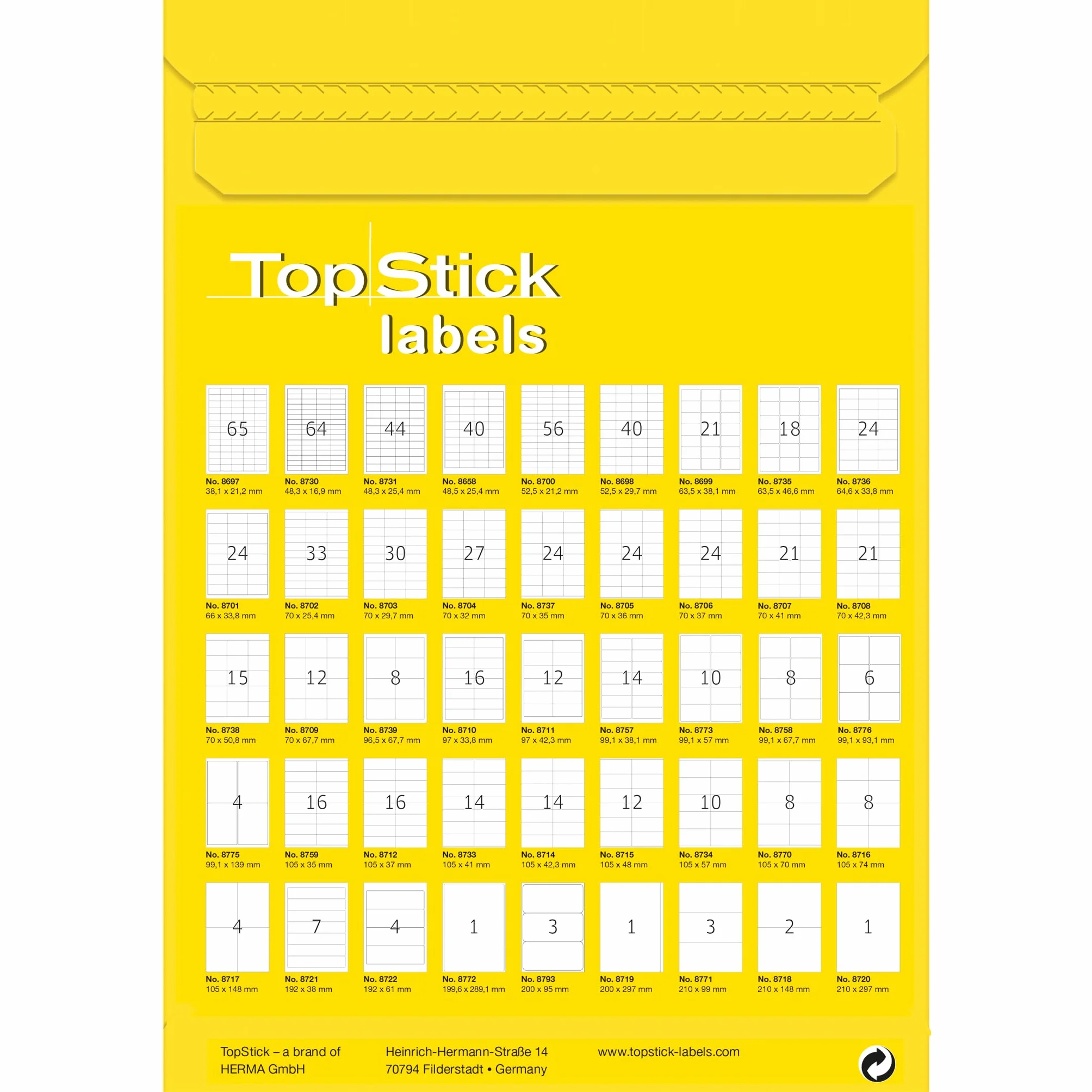 TopStick 8777 Naklejki adresowe DIN A4 (64 x 34 mm, 100 arkuszy, papier, matowy) samoprzylepne, do zadrukowania, trwałe etykiety uniwersalne, 2400 etykiet samoprzylepnych, białe