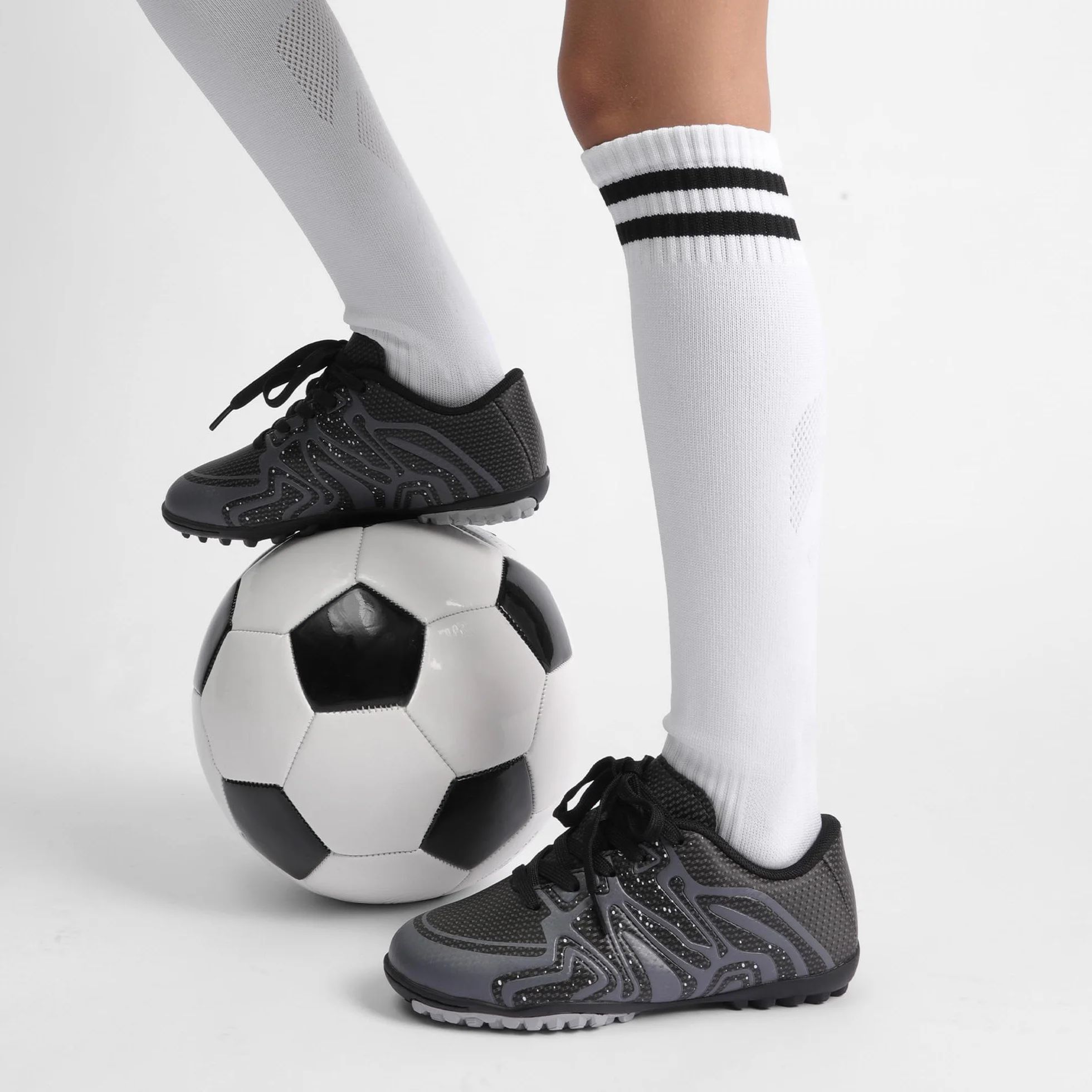 DREAM PAIRS Chłopcy dziewczęta halowe korki piłkarskie sznurowane sportowe młodzieżowe futsal buty piłkarskie dla małych/dużych dzieci