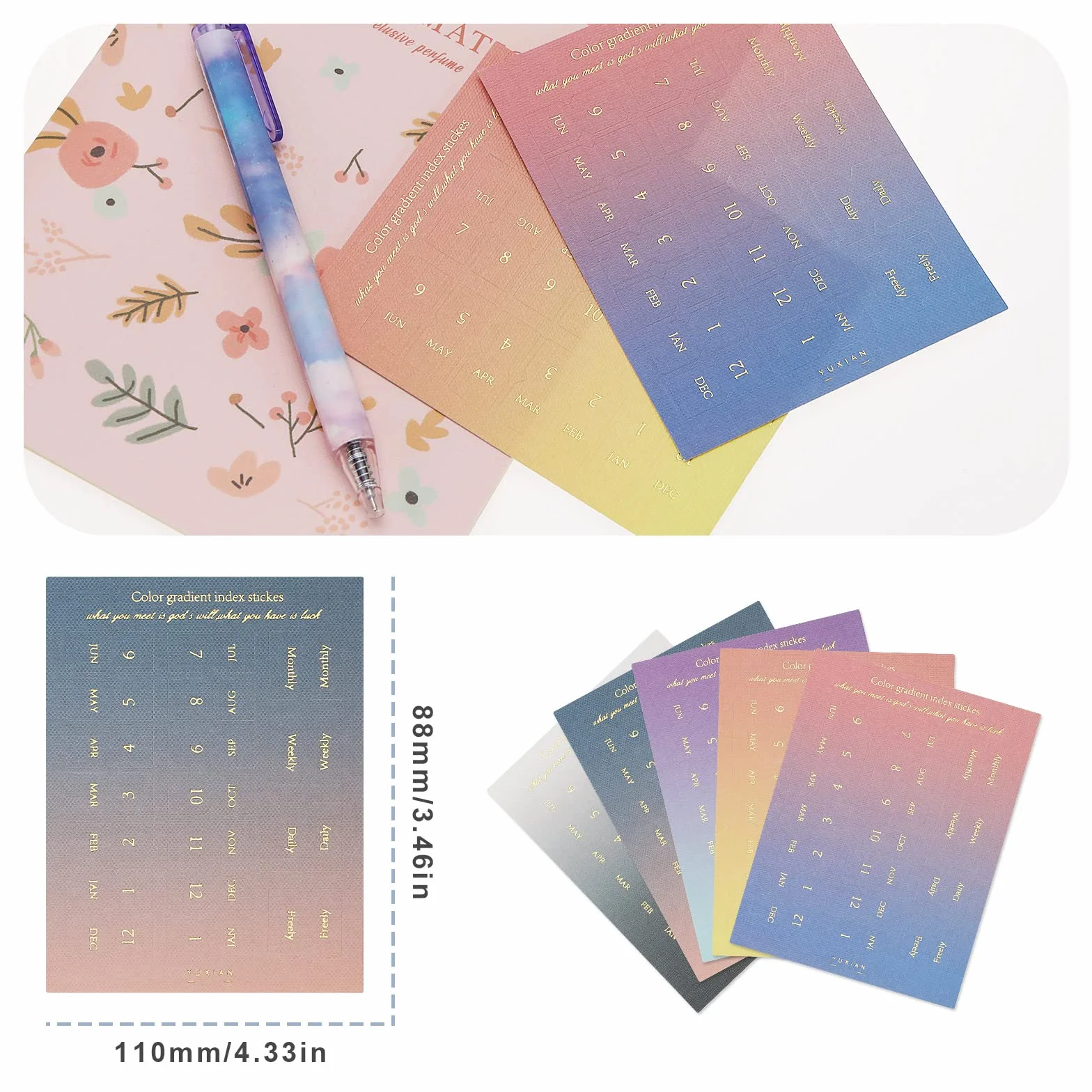 ECSiNG 10 arkuszy kolorowych zakładek indeksujących, monthly separators for school, learning, planner, office stickers, study organization