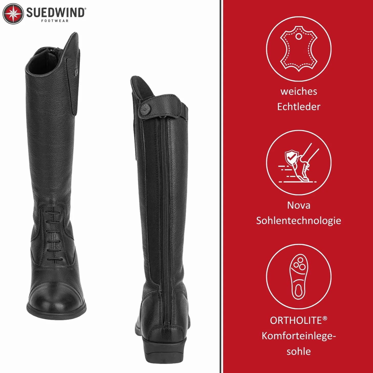 SUEDWIND FOOTWEAR Dziecięce buty do jazdy konnej »NOVA KIDS FUN LEATHER« – skóra naturalna – komfortowa wkładka – YKK – możliwość dopasowania – oddychające – wymienne topy, dostępne oddzielnie