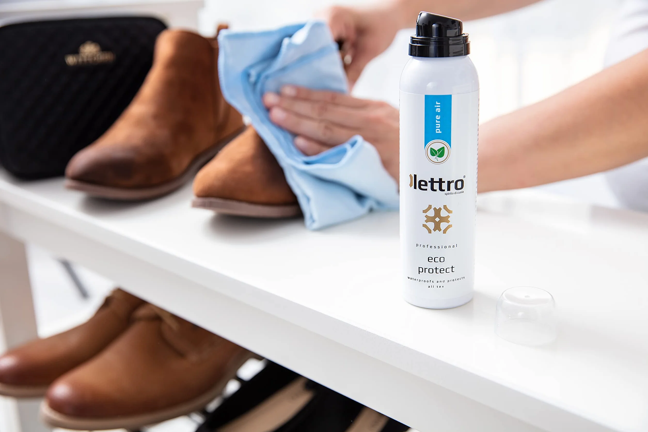 ECO Protector spray firmy Lettro, profesjonalna jakość ochrona w sprayu, do butów, skóry i tekstyliów, wyprodukowano w Europie, 125 ml