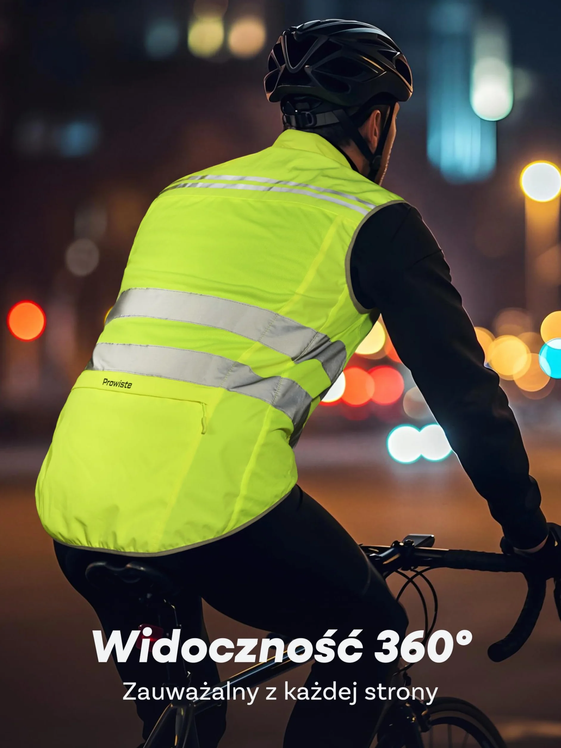 Prowiste Kamizelka Rowerowa Męska & Damska – Wysoka Widoczność w Neonowym Żółtym z Paskami Odblaskowymi – Oddychająca (Mesh) – Z Tylną Kieszenią