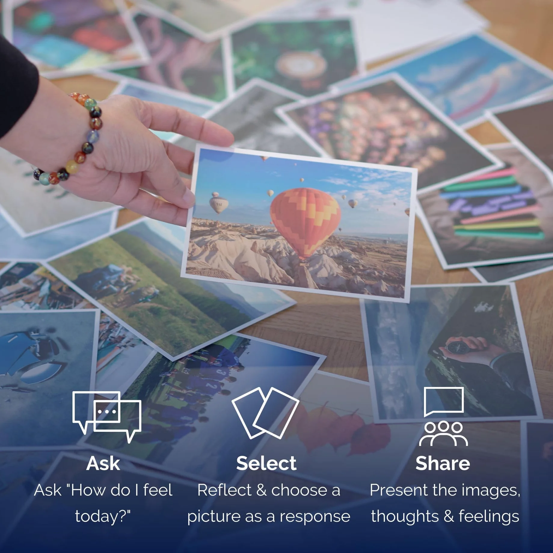 metaFox - Paleta Feelings – 52 kartki ze zdjęciami z zadaniami do rozpoznawania emocji, Icebreaker – użyj jako karty Mindfulness Cards, Kartki motywacyjne, Inspiracyjne karty, karty afirmacyjne