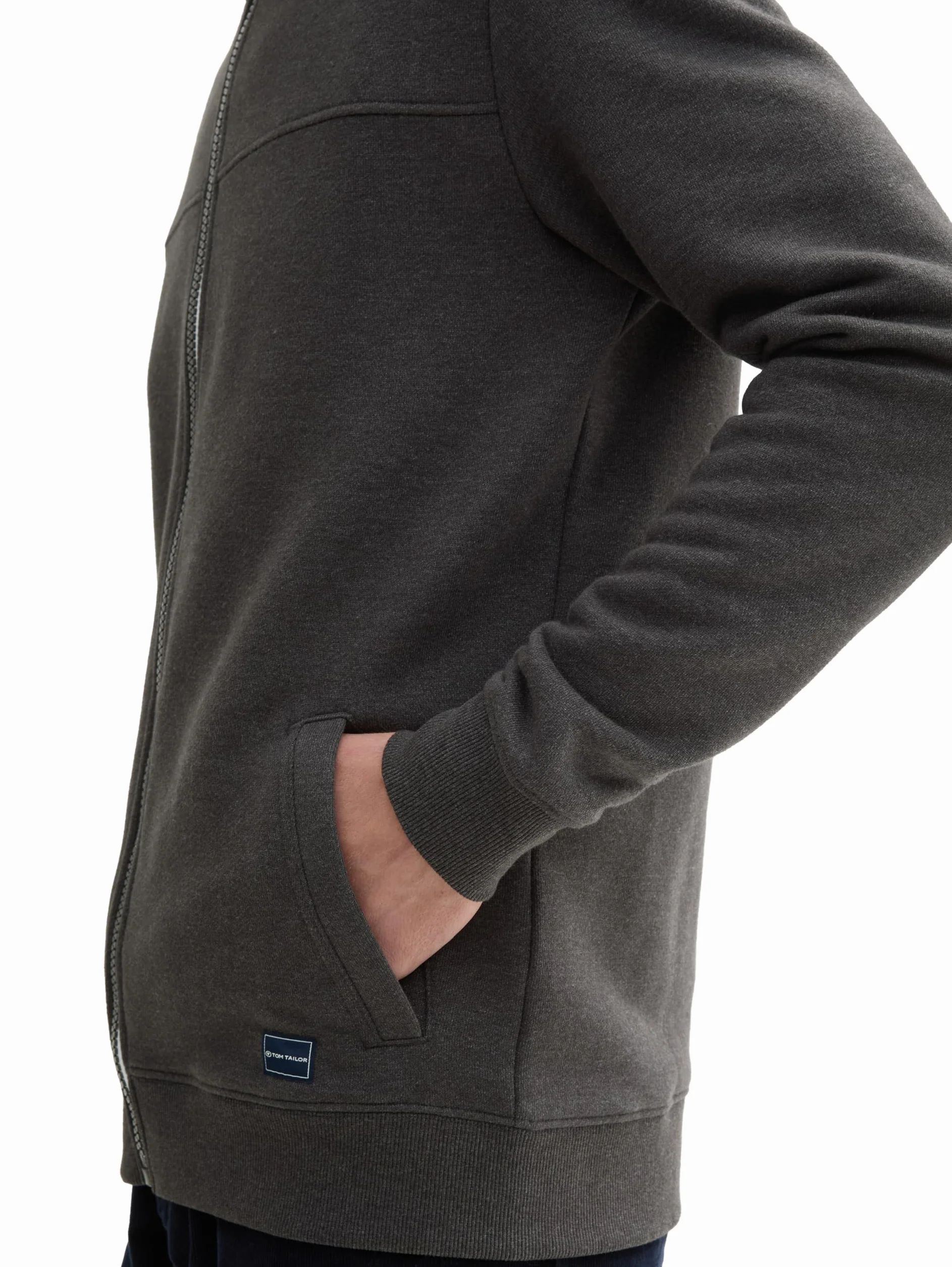 TOM TAILOR Męskie Bluza ze stójką 1021269, 11086 - Dark Grey Melange, XL