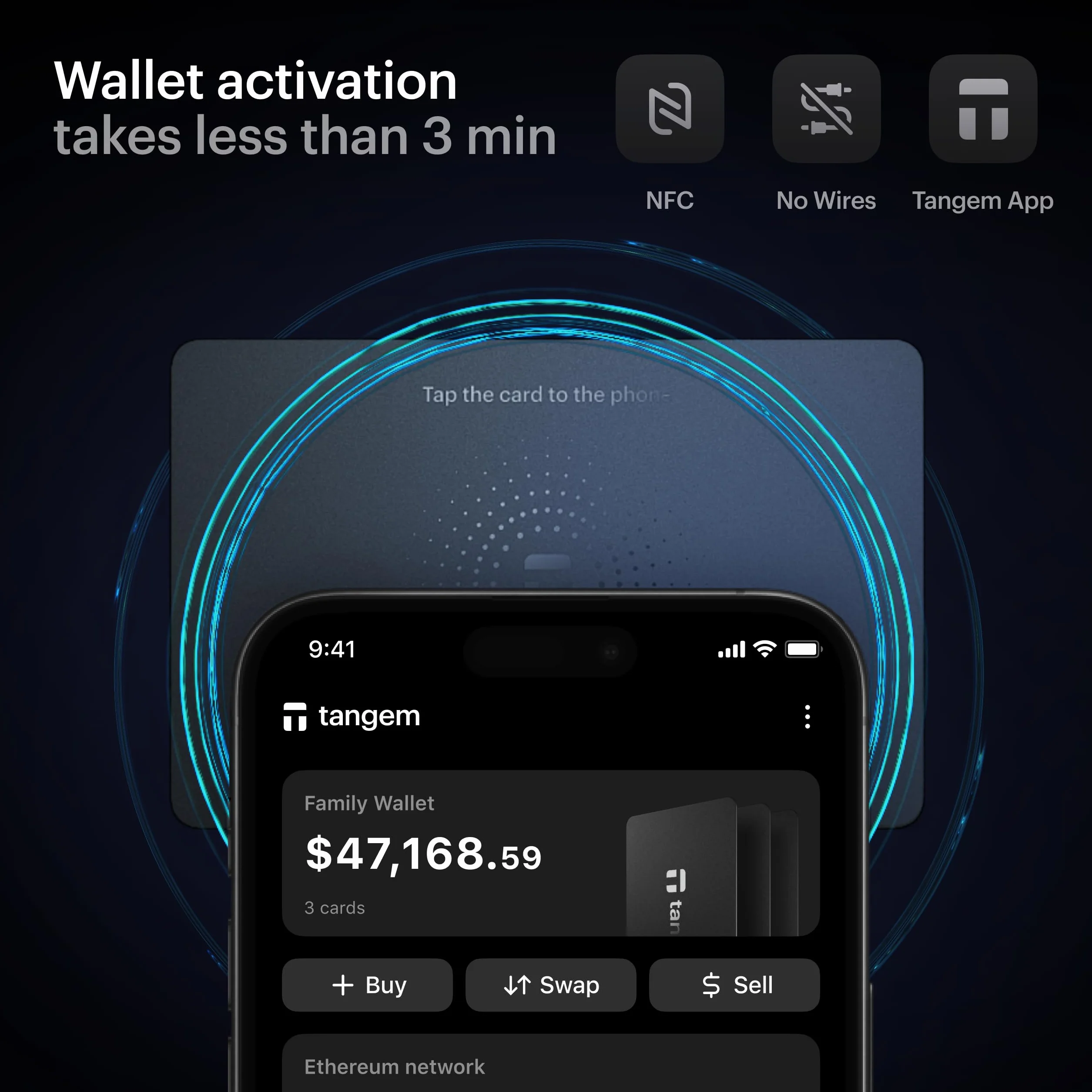 TANGEM Wallet 2.0 - Secure Crypto 3 Card Set Black (TG128X3-B)