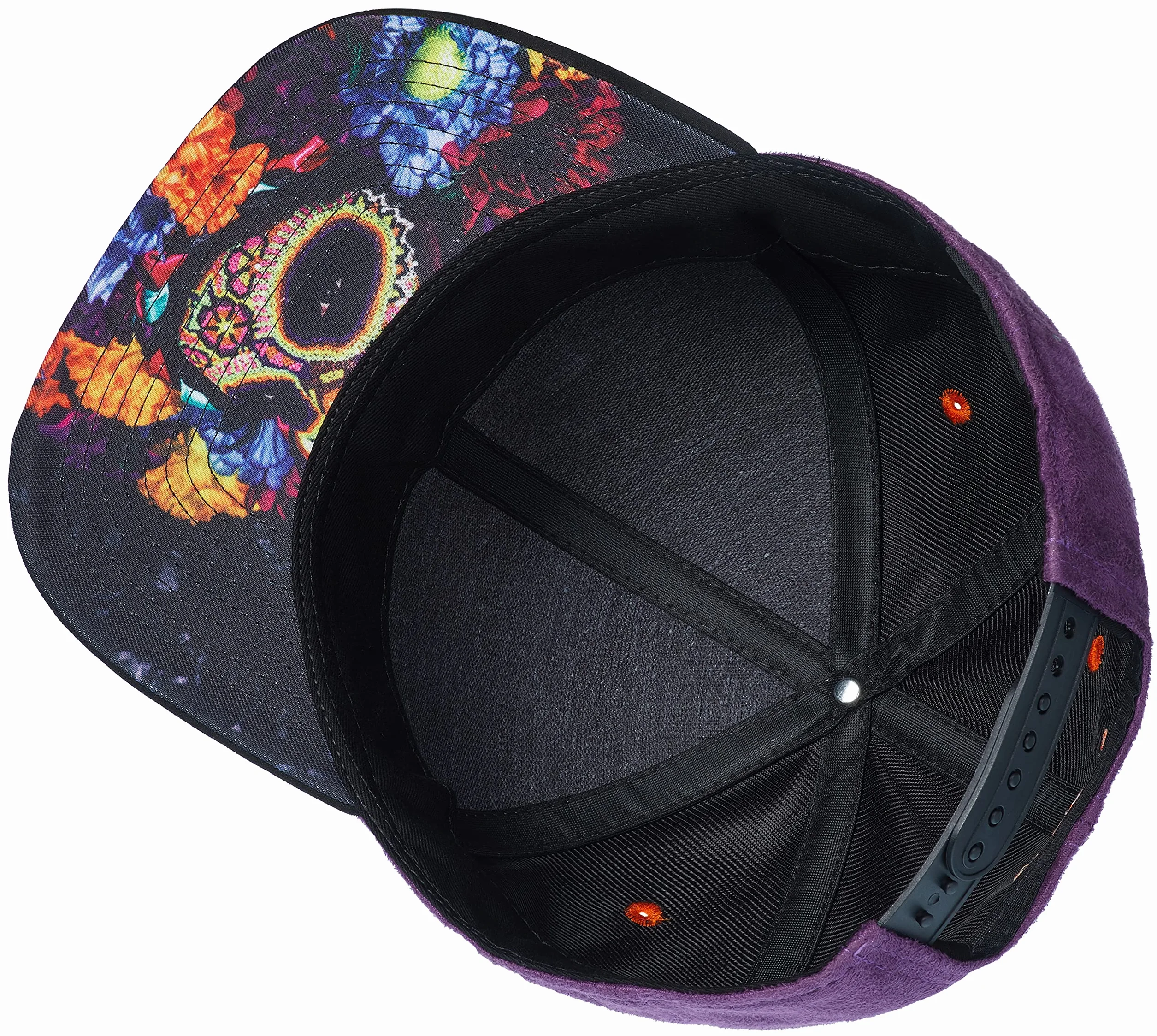 Cadency® czapka Snapback Mexican Skull, zamszowa, unisex, regulowany rozmiar, liliowy, jeden rozmiar