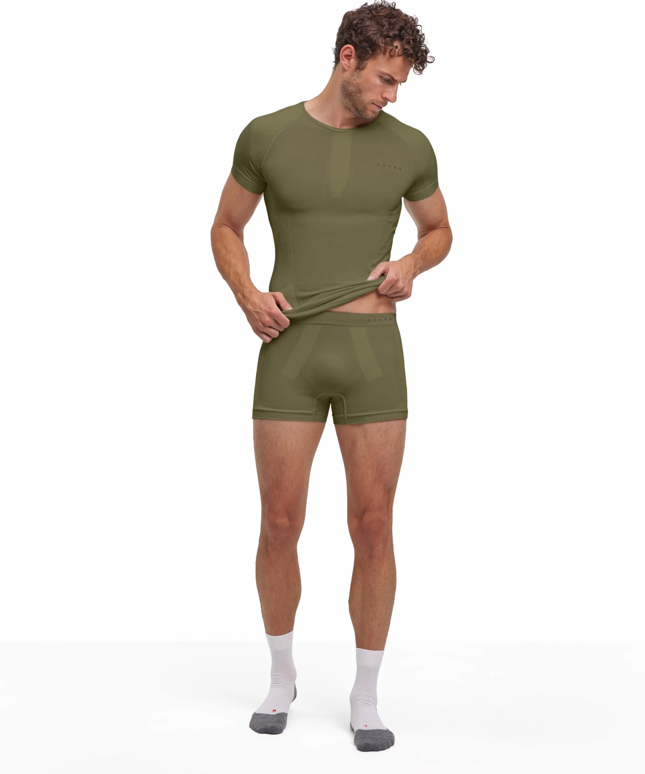 FALKE Mężczyźni Warstwa podstawowa (bielizna) Warm M Bx materiał funkcyjny szybkoschnące chłodzące 1 Sztuka, Zielony Herb 7754, S