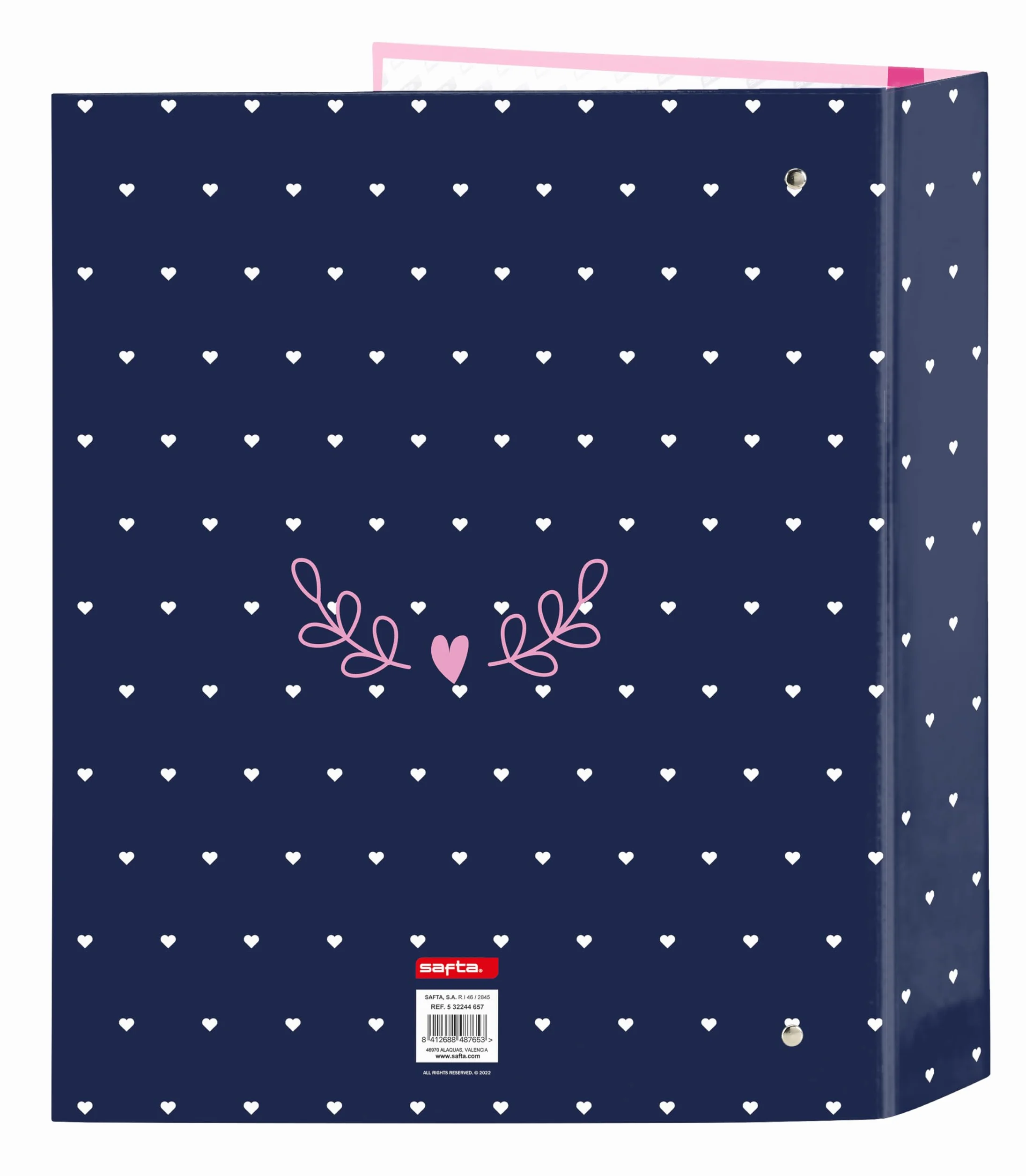Safta Safta-M657 Paris-Folder Folio 4 pierścienie, idealny dla dzieci w różnym wieku, wygodny i wszechstronny, jakość i wytrzymałość, 27x6x33 cm, kolor granatowy/różowy, standardowy (532244657),
