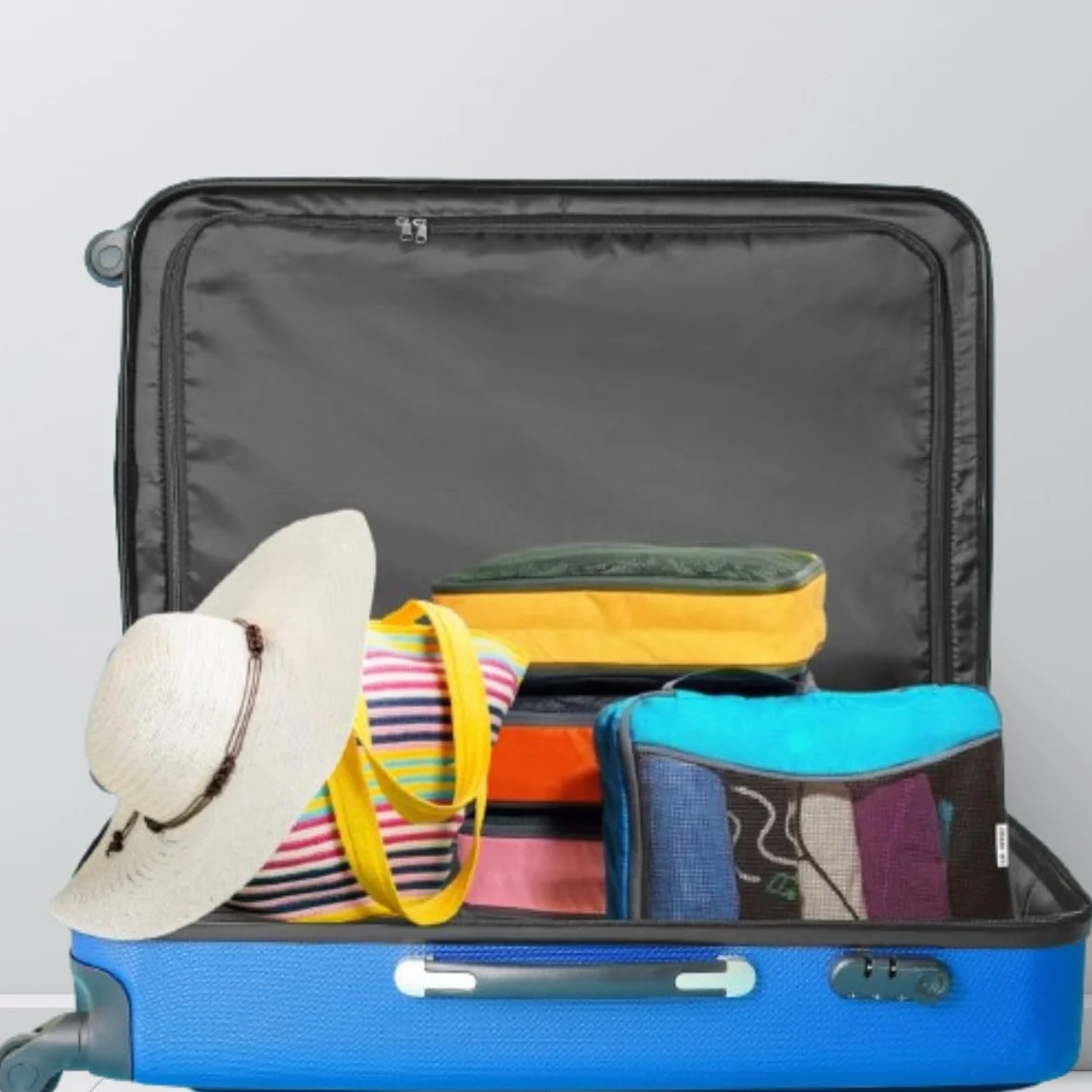 OW-Travel Kostki do Pakowania Walizki (4 Kolorowe) Łatwe Zorganizowania Organizer Podróżny do Walizki. Przechowywanie Ubrań Packing Cubes Organizer Podrozny Bagażu, Plecaka, Toreb