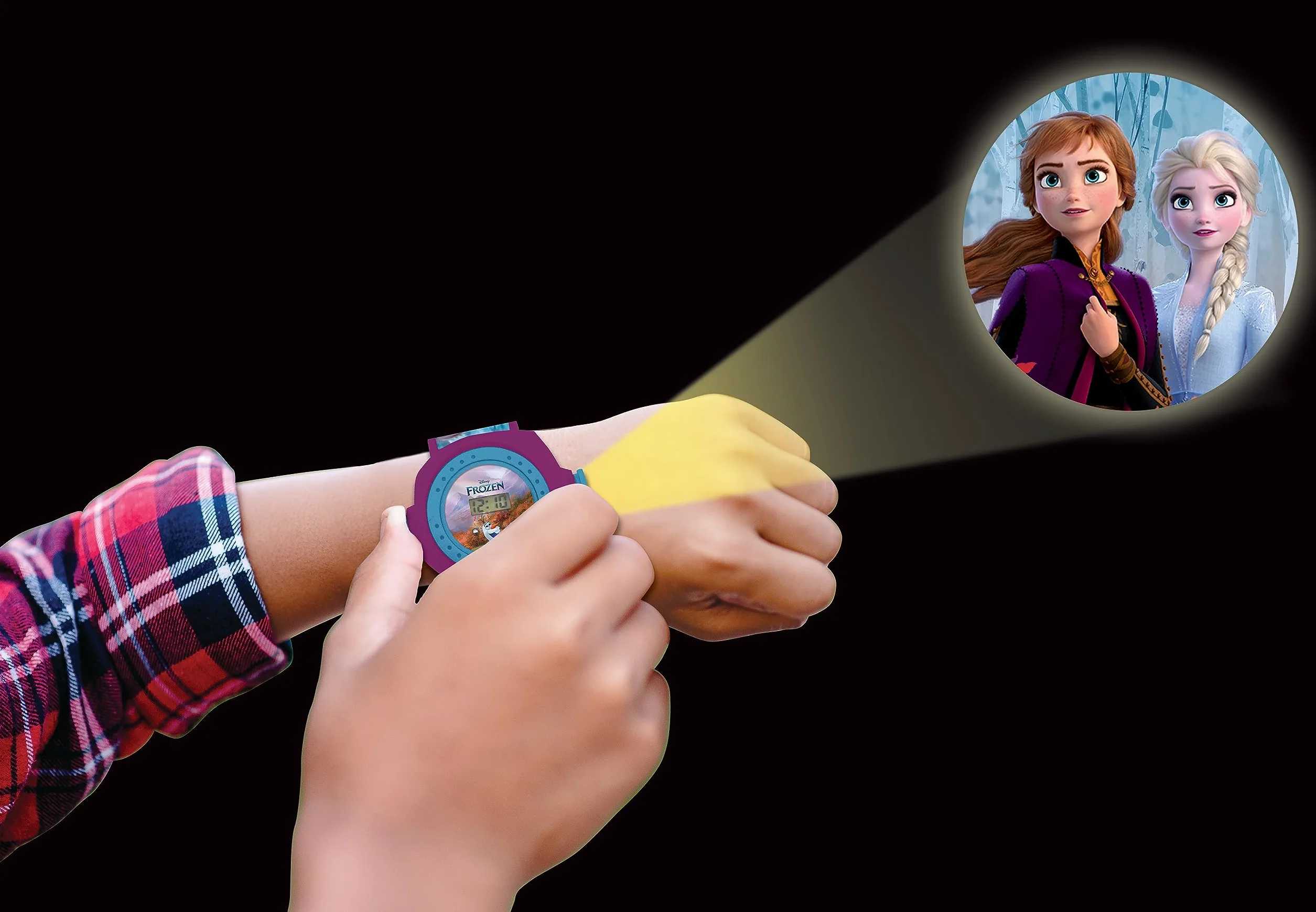 Lexibook Frozen 2, Frozen 2 Regulowany Cyfrowy Zegarek na Rękę z 20 Projekcjami Elsy, Anny i Olafa, dla Dzieci, Dziewczynek, Niebieski i Fioletowy, DMW050FZ