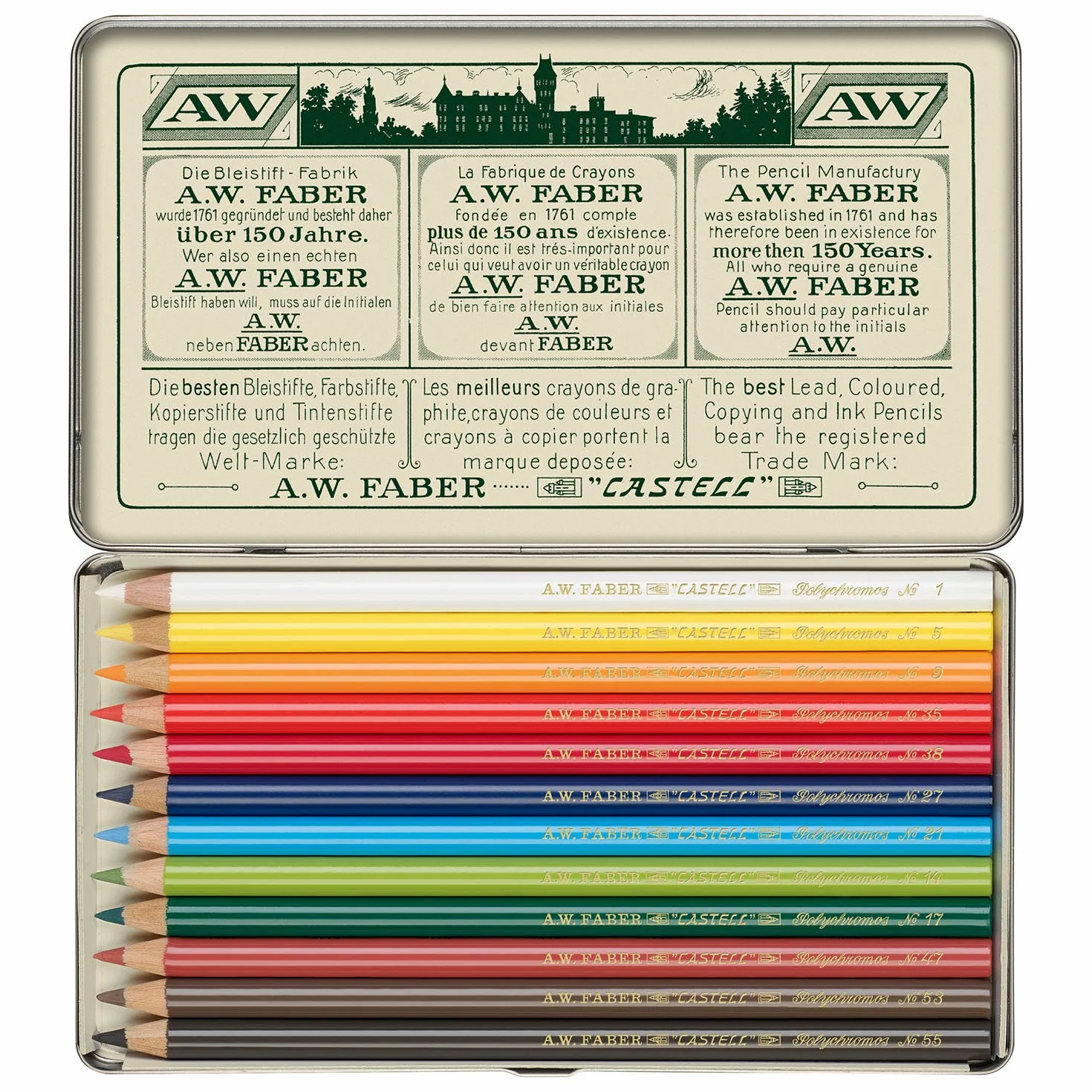 Faber Castell Limitowana edycja 111. rocznica - puszka z 12 ołówkami artystycznymi Polychromos