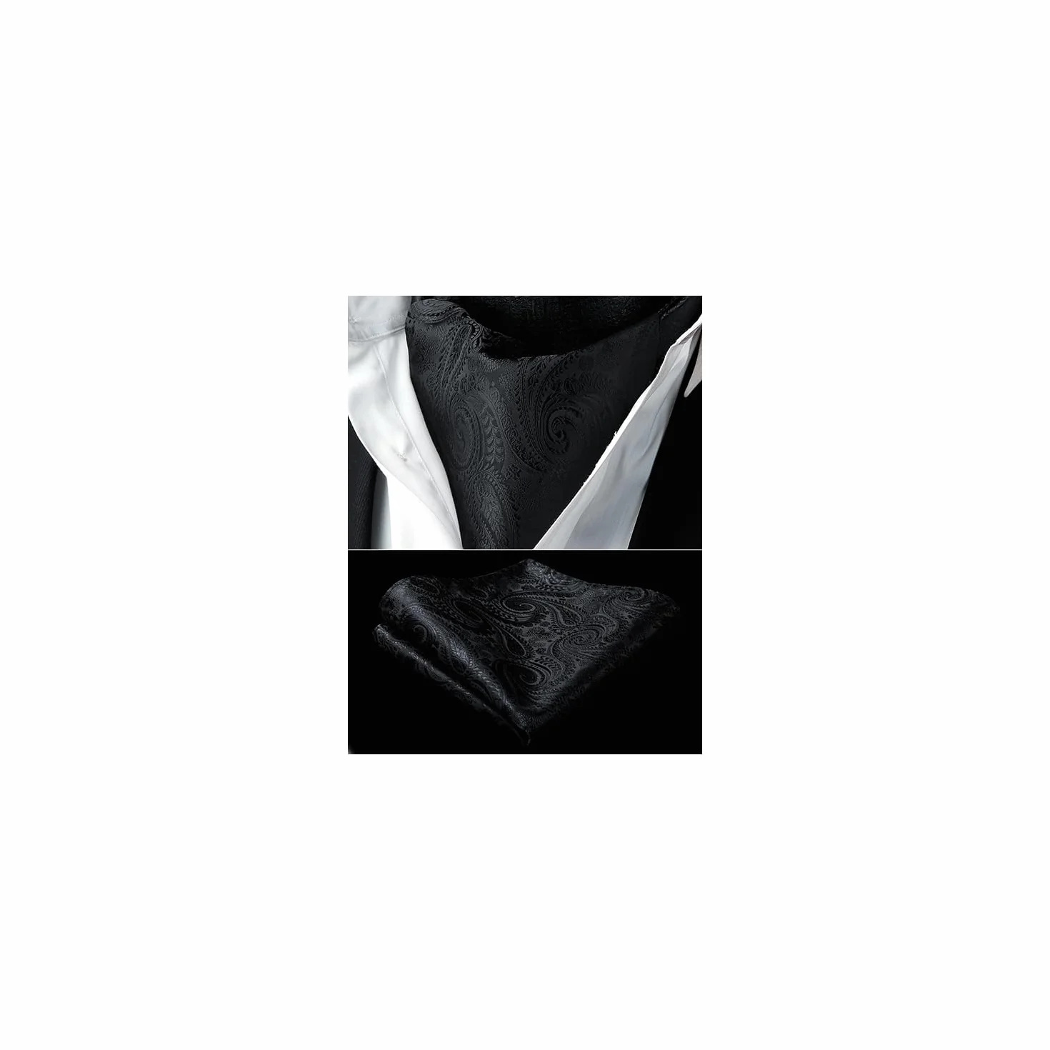HISDERN Cravat dla mężczyzn paisley kwiatowe krawaty chusteczka żakardowe wesele Ascot krawat i kieszeń kwadratowy zestaw