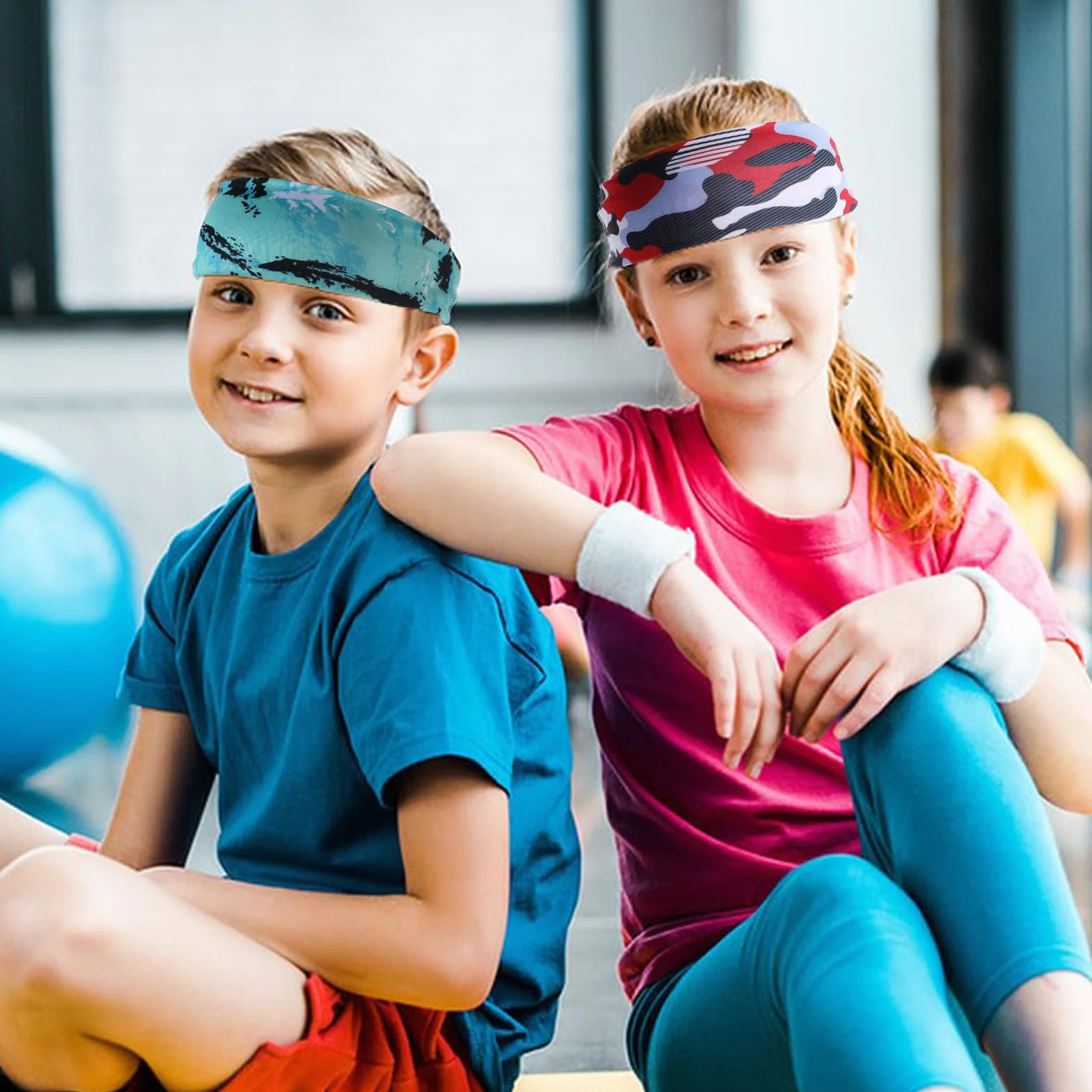8 sztuk sportowych opasek na głowę dla chłopców, oddychające, elastyczne, sportowe opaski przeciwpotne, antypoślizgowe opaski na głowę dla dzieci, kamuflażowe opaski piłkarskie do piłki nożnej,
