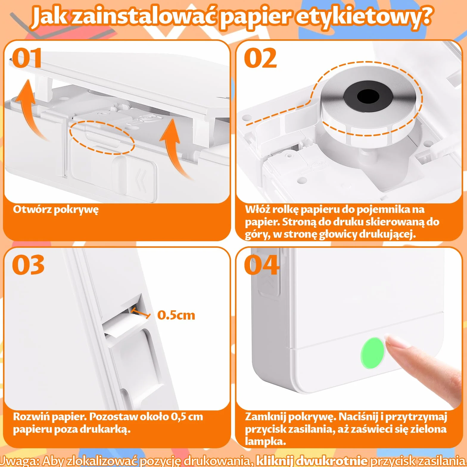 Mini przenośna drukarka etykiet Bluetooth drukarka termiczna z naklejkami, kompatybilna z systemami iOS i Android, drukarka naklejek odpowiednia do biura domowego, szkoły, sklepu
